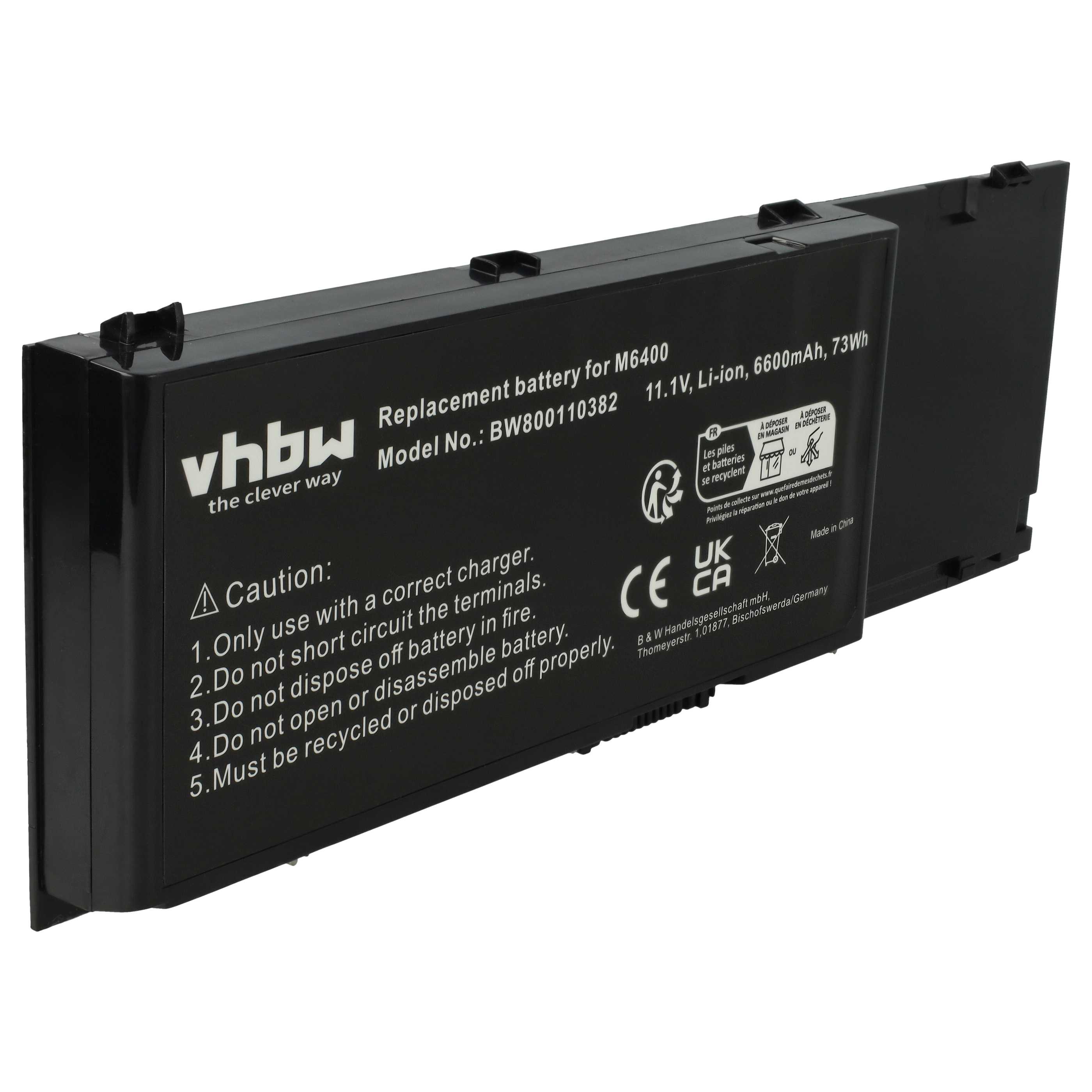 Batteria sostituisce Dell 0KR854, 0DW554, 05K145, 312-0868, 312-0747 per notebook - 6600mAh 11,1V Li-Ion nero