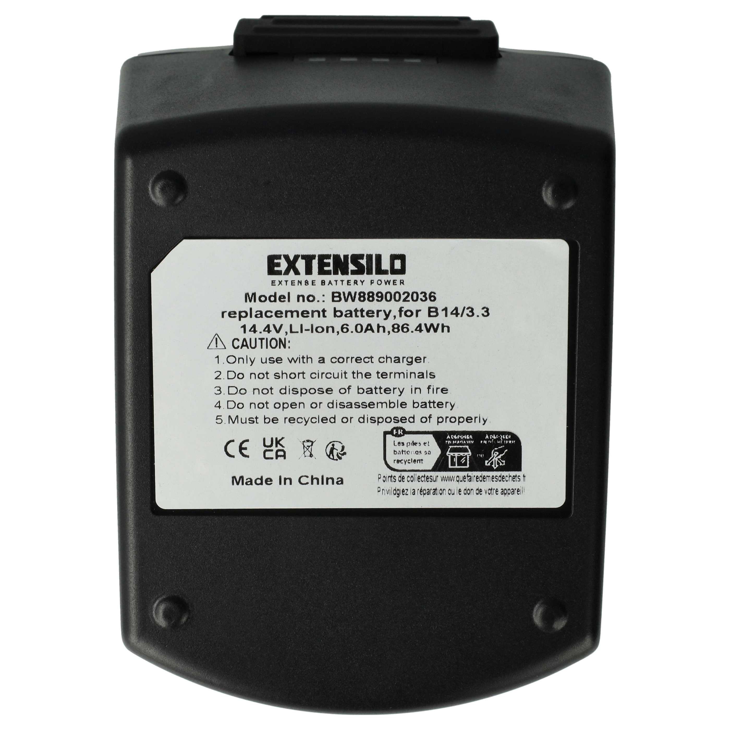 2x Battery replaces Hilti 429788, B14/3.3, 418263 Electric Power Tool - 6000 mAh, 14.4 V, Li-Ion