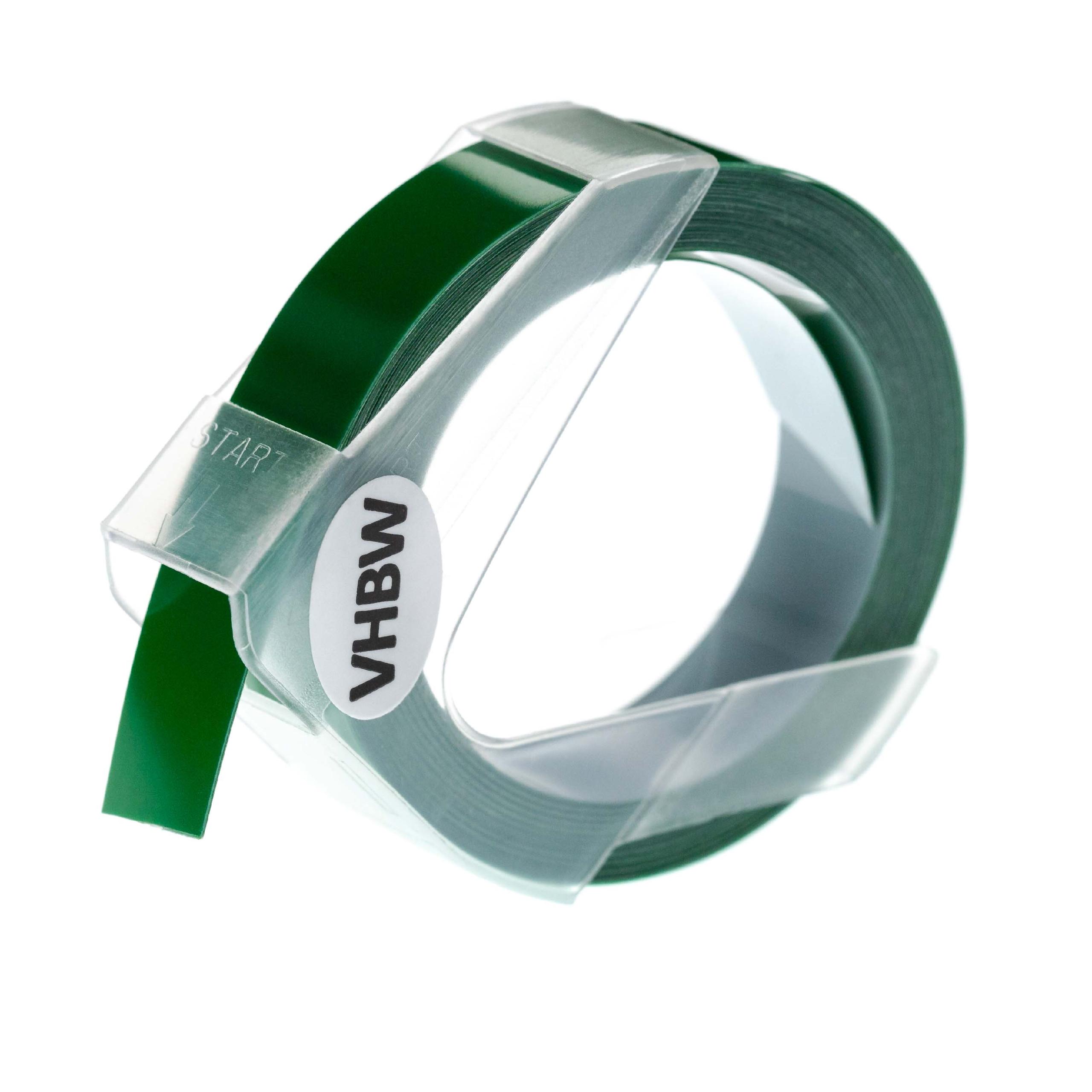 3D Embossing Label Tape as Replacement for Dymo 0898162 - 12 mm White to Green