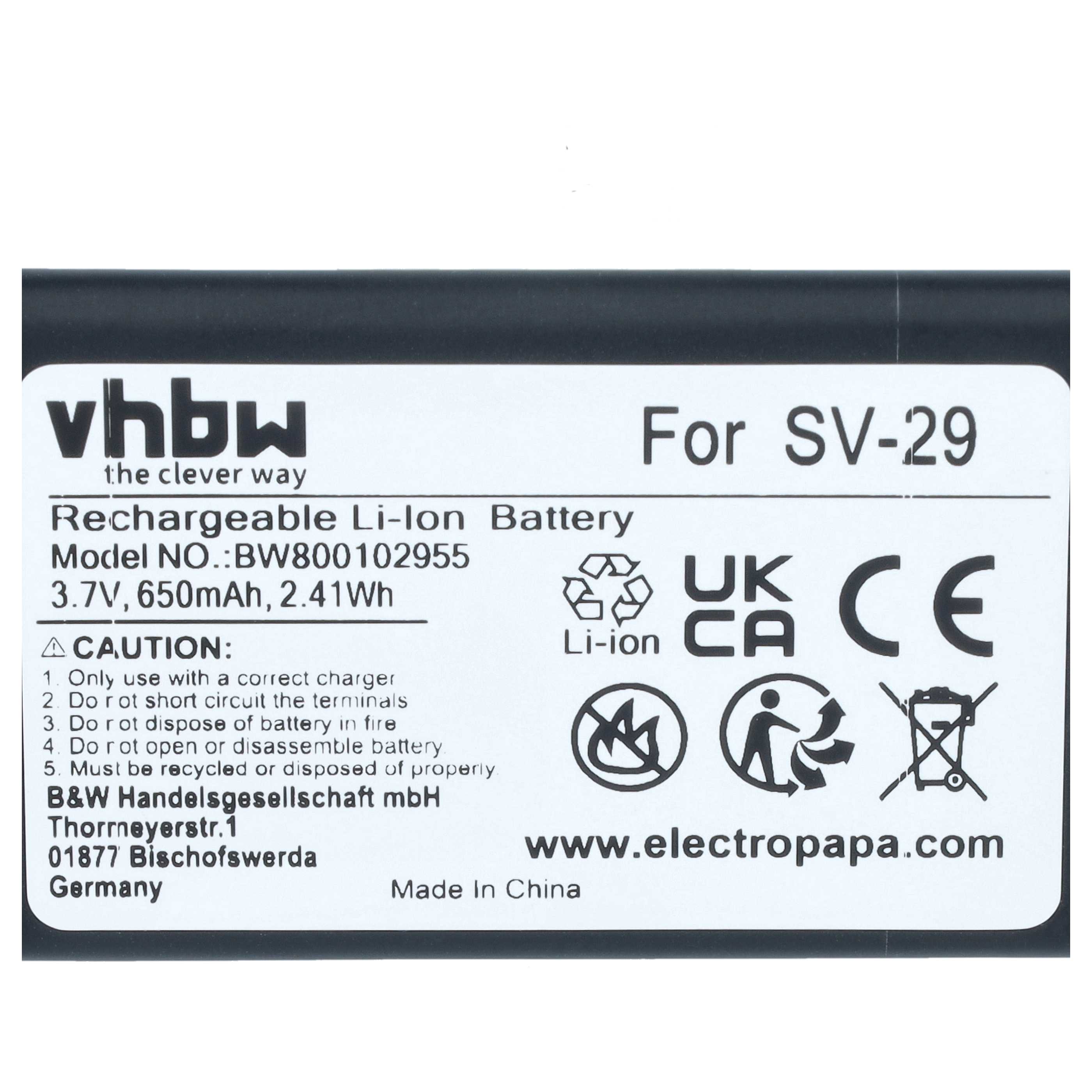 Akku als Ersatz für Swissvoice 043048, C0487, SV20405855 für Swissvoice Telefon - 600mAh 3,7V Li-Ion