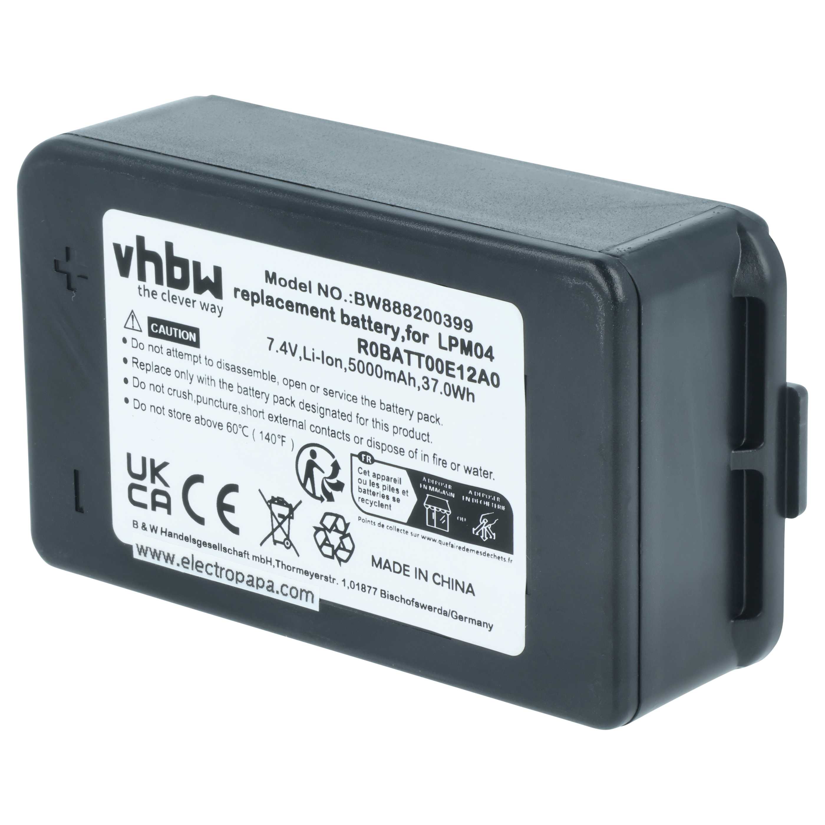 Batería reemplaza Autec R0BATT00E12A0, LPM04 sistema control - 5000mAh 7,4V Li-Polímero