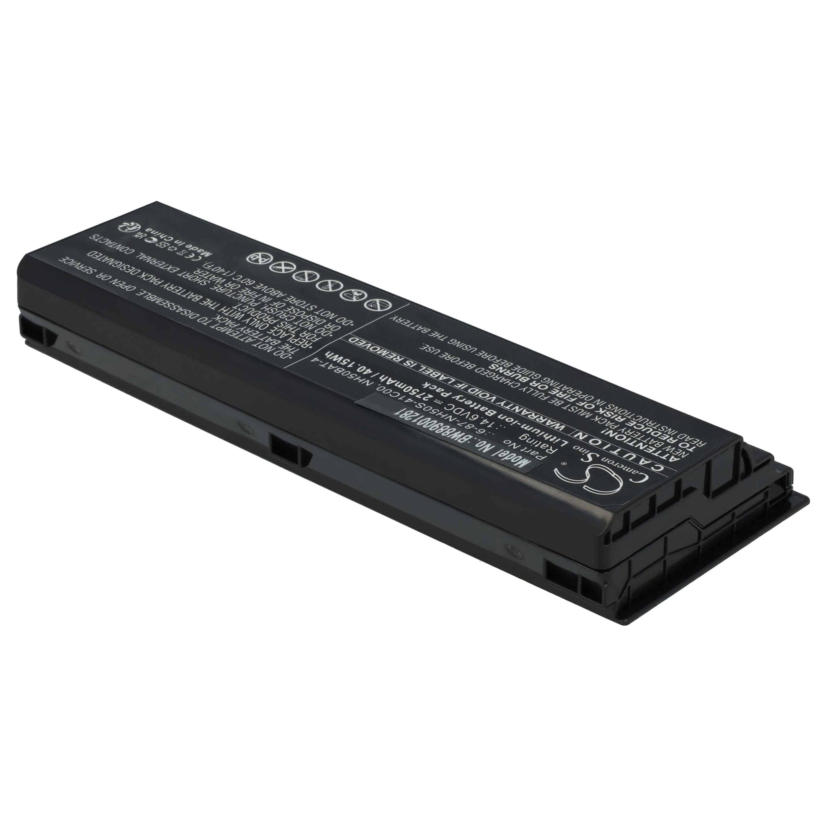 Batterie remplace Clevo NH50BAT-4, 6-87-NH50S-41C00 pour ordinateur portable - 2750mAh 14,6V Li-ion