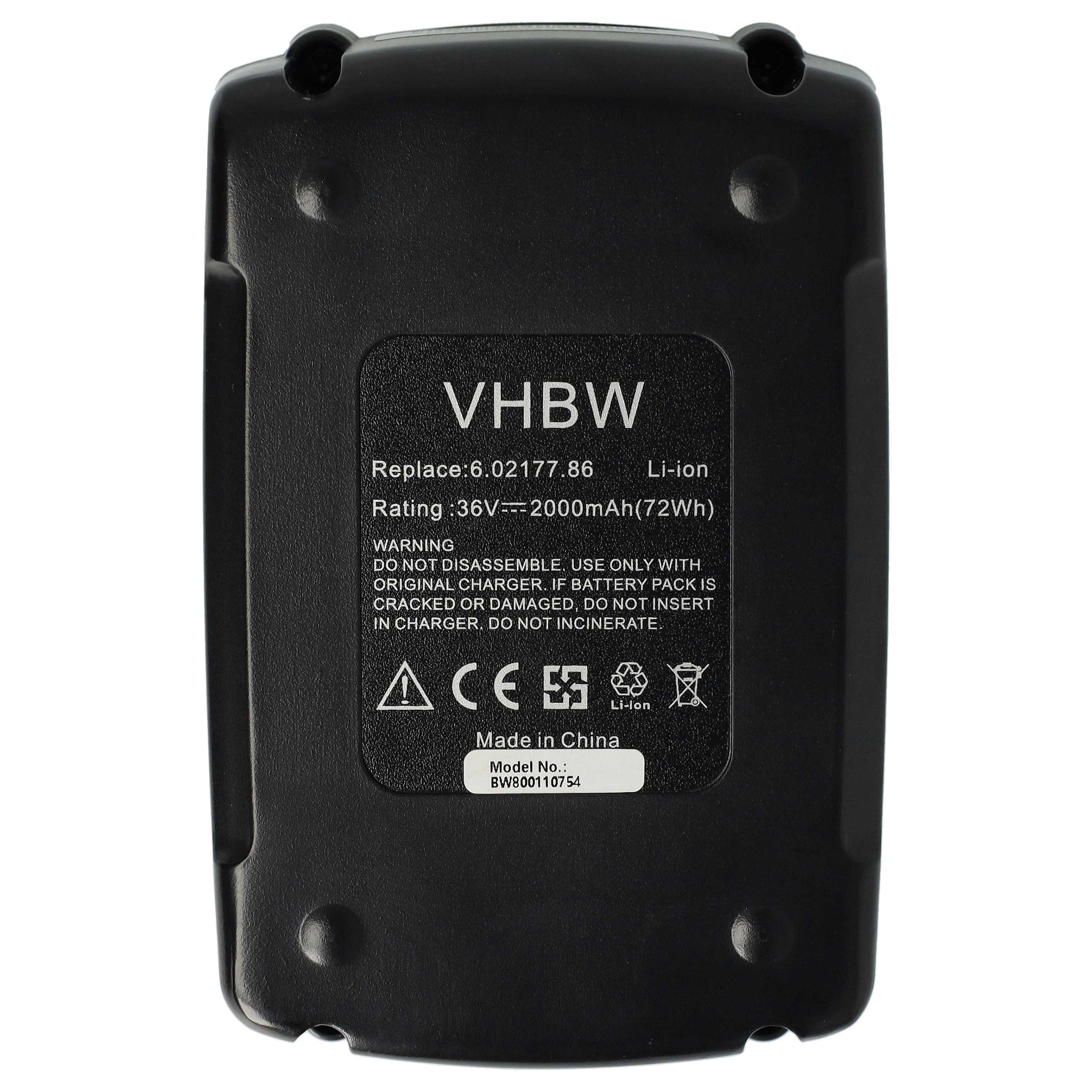 Akku 36V als Ersatz für Metabo 6.02177.86, 6.00795.68, 6.25453, 625344000, 625453000, 6.00795.00 - 2Ah, Li-Ion