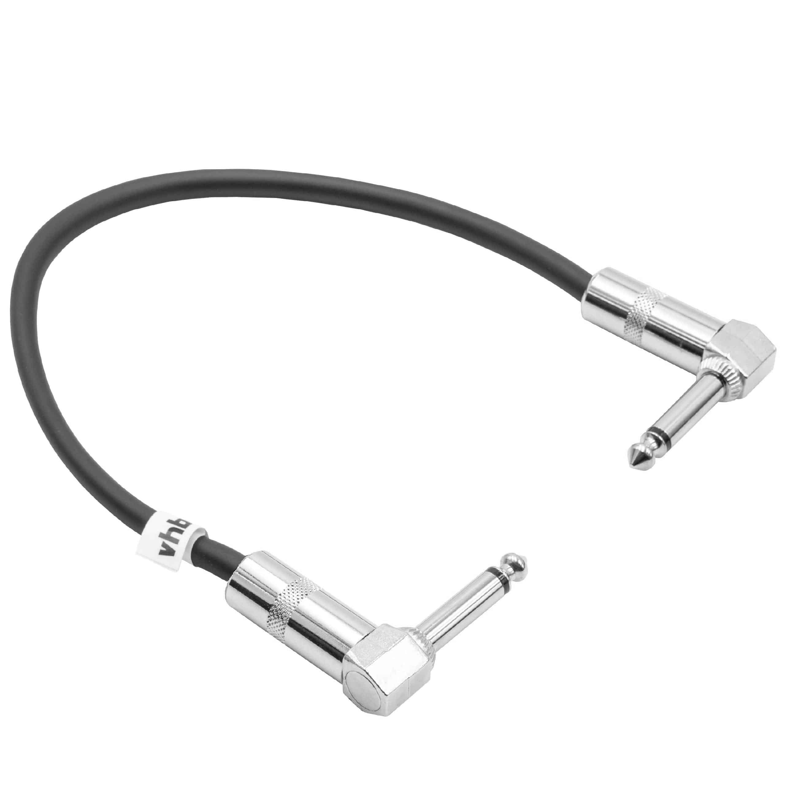 Kabel krosowy do efektów gitarowych 30 cm - kabel gitarowy jack 6,35 mm, kątowy, czarny / srebrny