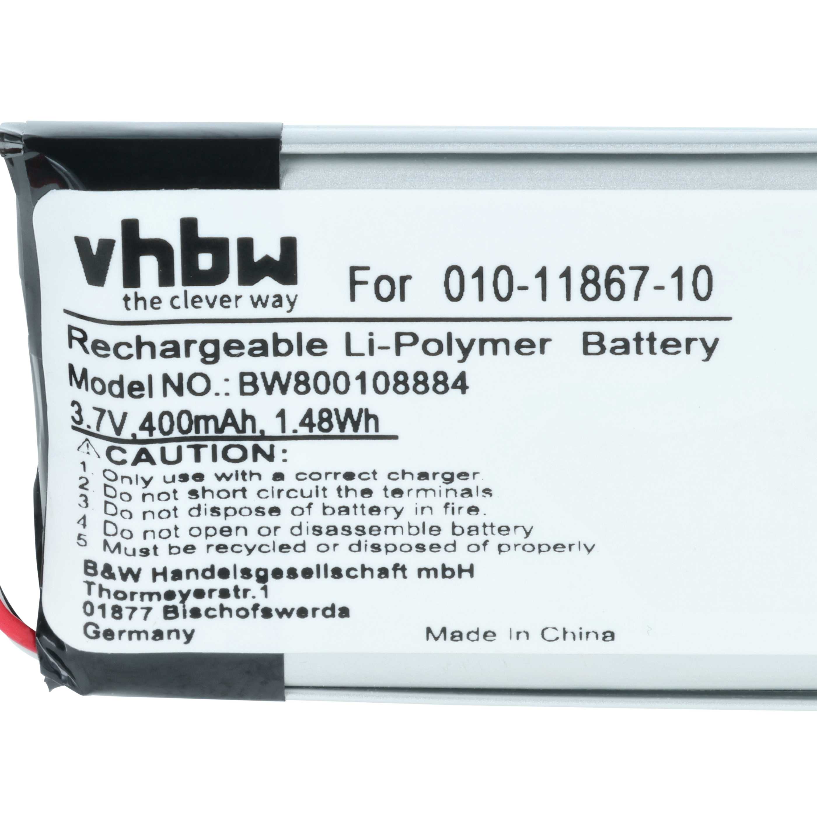 Dog Trainer Battery replaces Garmin 361-00069-00, 010-11867-10 - 400 mAh 3.7 V Li-polymer