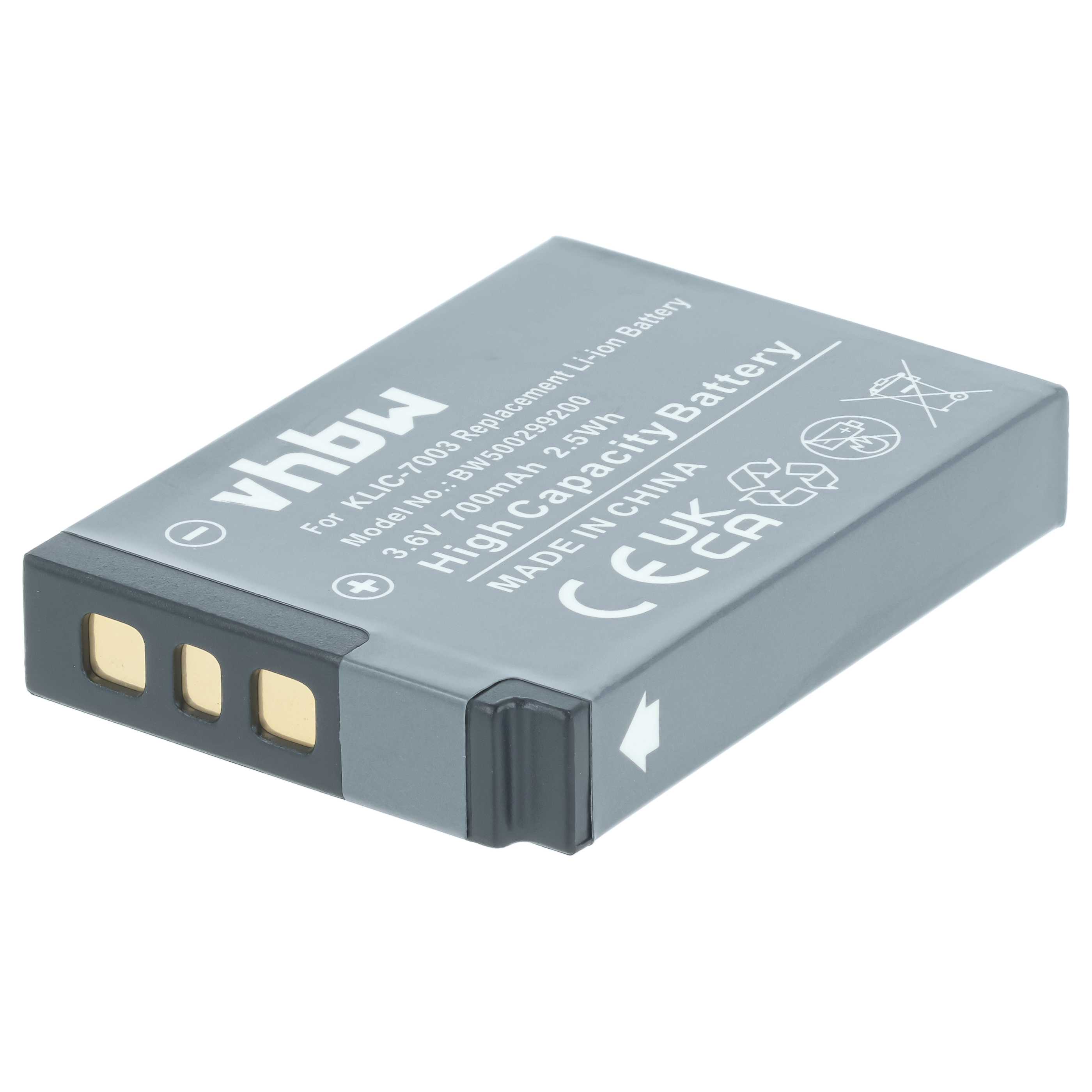 Batteria sostituisce Kodak Klic-7003 per fotocamera - 700mAh 3,6V Li-Ion