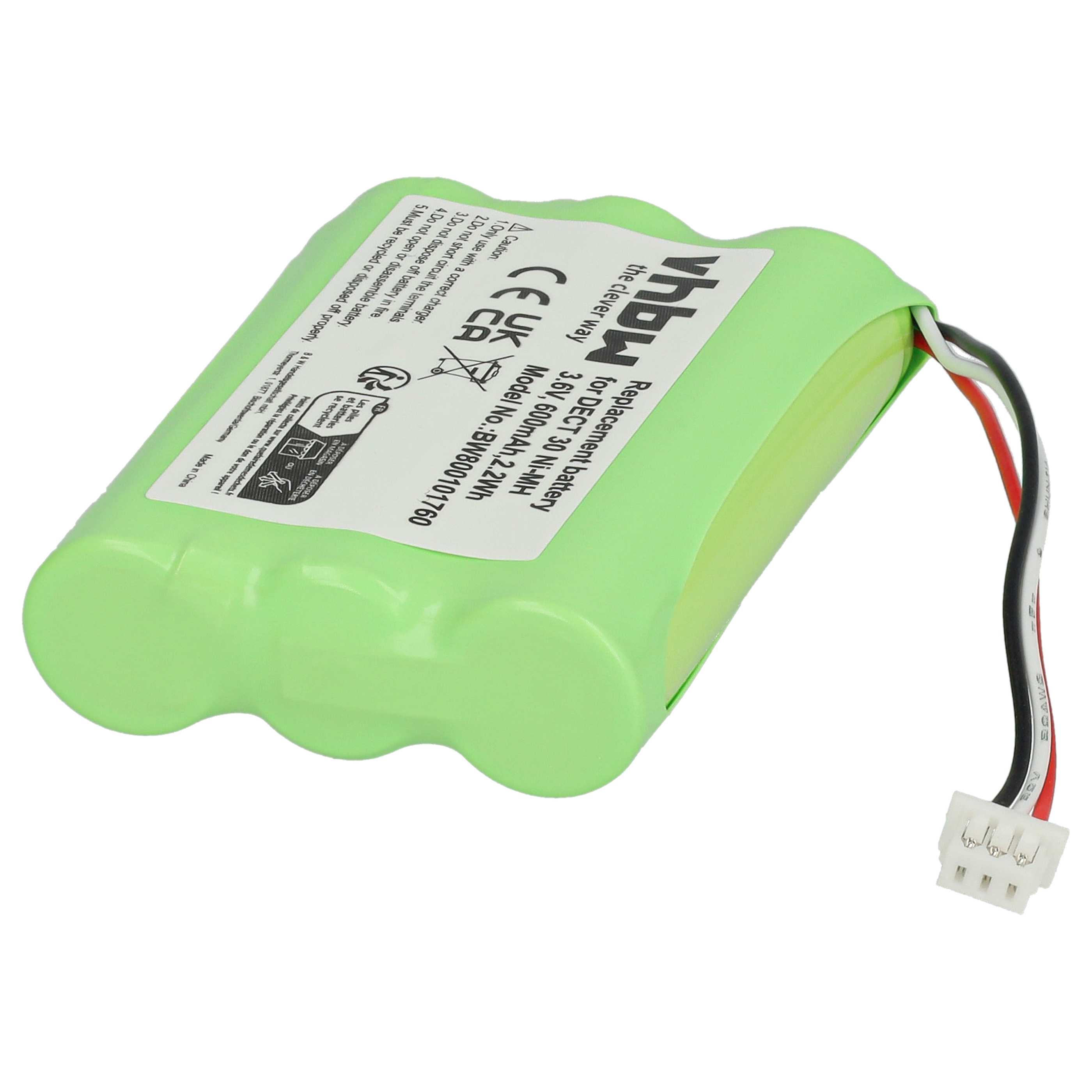 2x Batteries remplace Agfeo 23NO09TT30, 84743411, AH-AAA600F pour téléphone Agfeo - 600mAh 3,6V NiMH