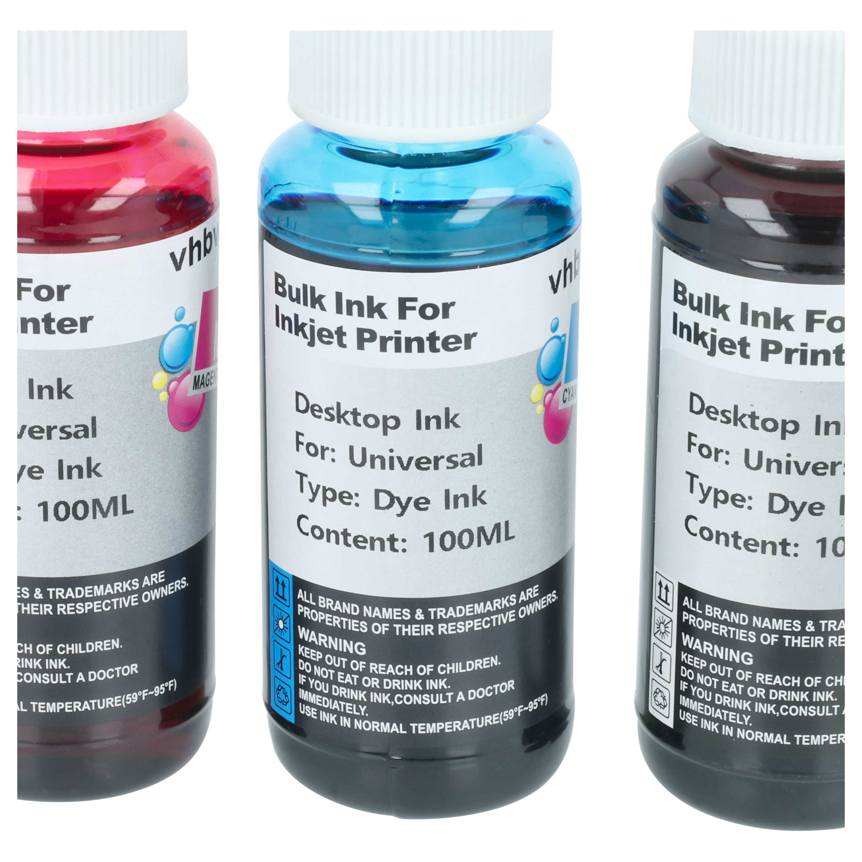 4x Refill Ink Multi-Coloured suitable for, Canon HP Dye Printer etc., 100 ml