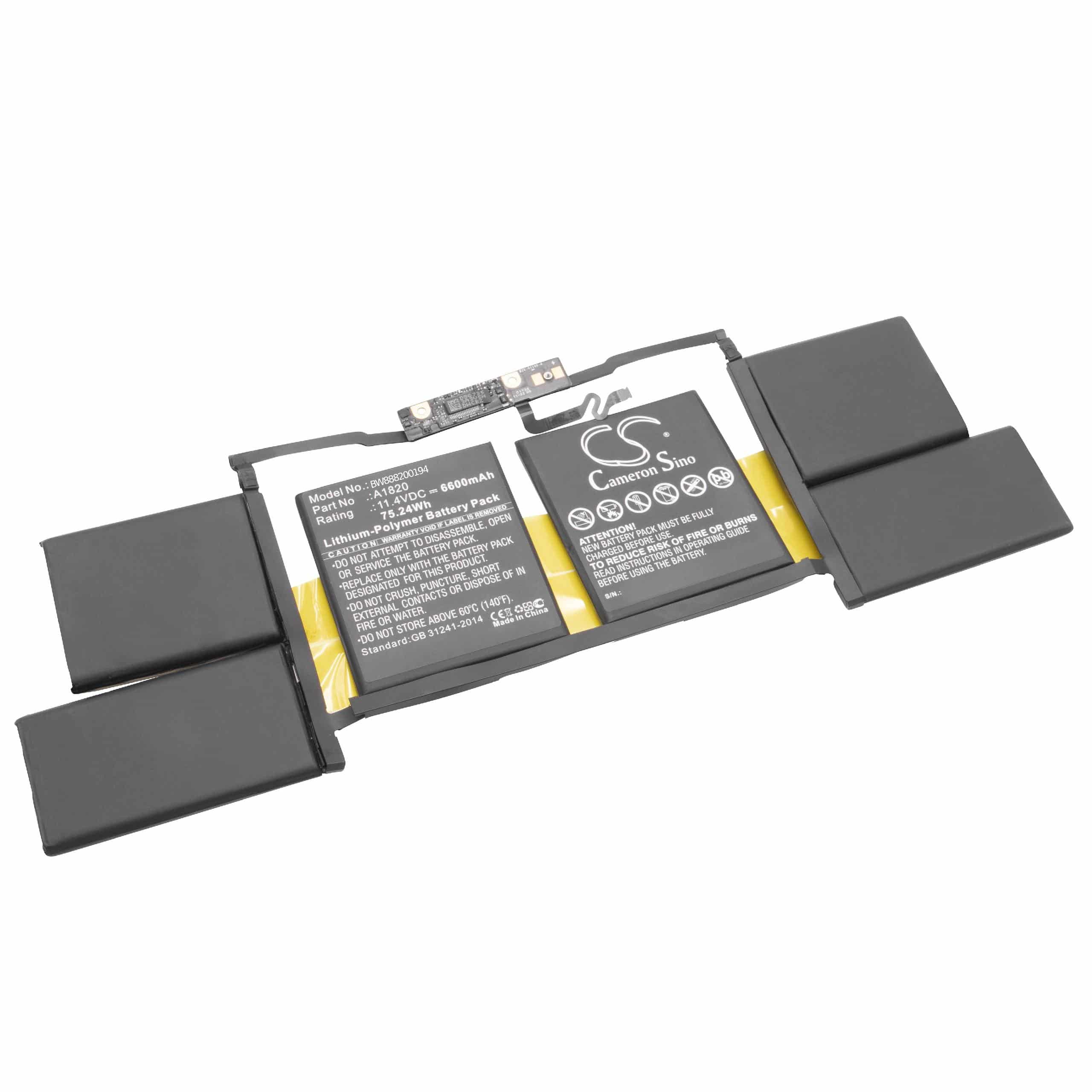 Batteria sostituisce Apple 020-01728, A1820 per notebook Apple - 6600mAh 11,4V Li-Poly