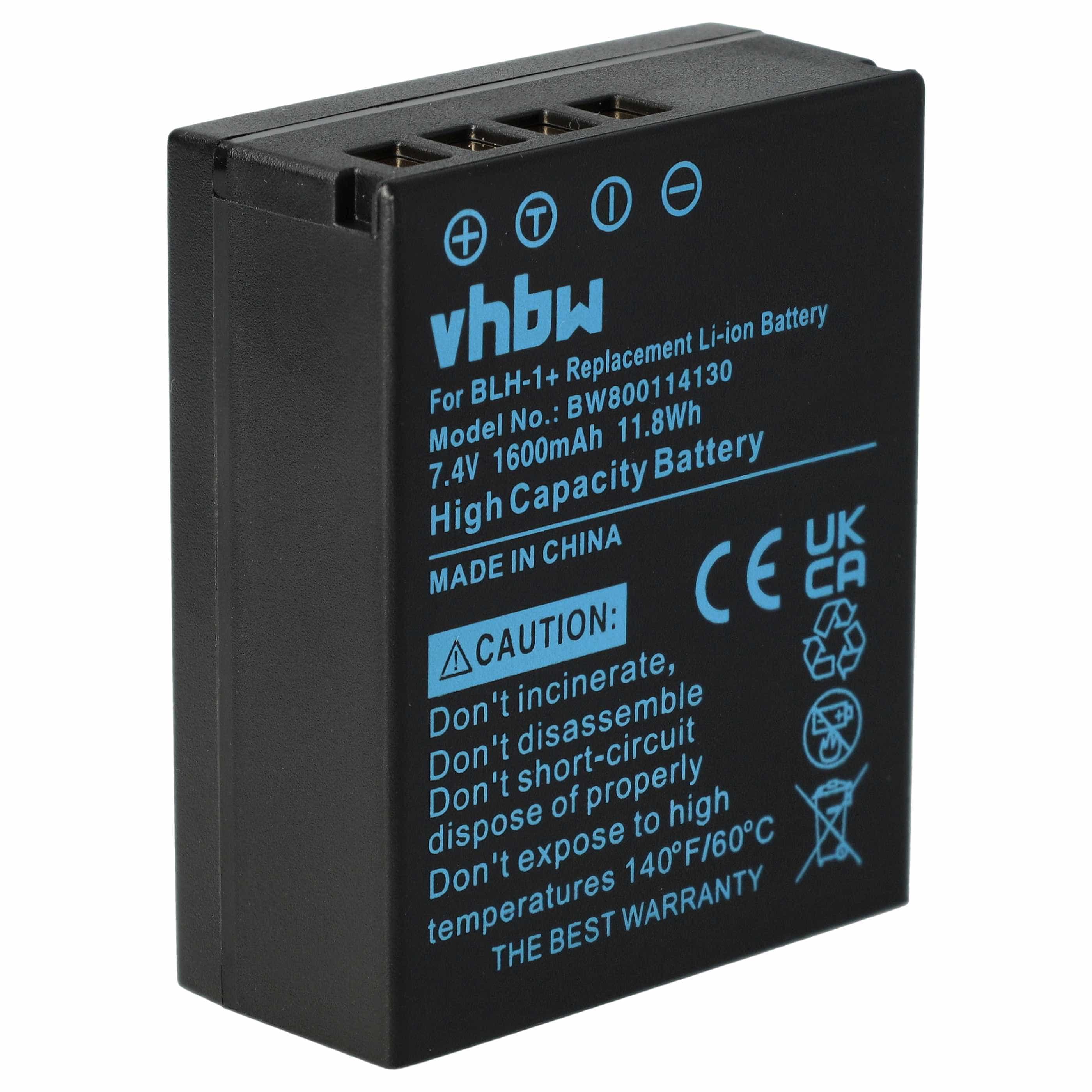 Battery replaces Olympus BLH-1 - 1600mAh, 7.4V, Li-Ion