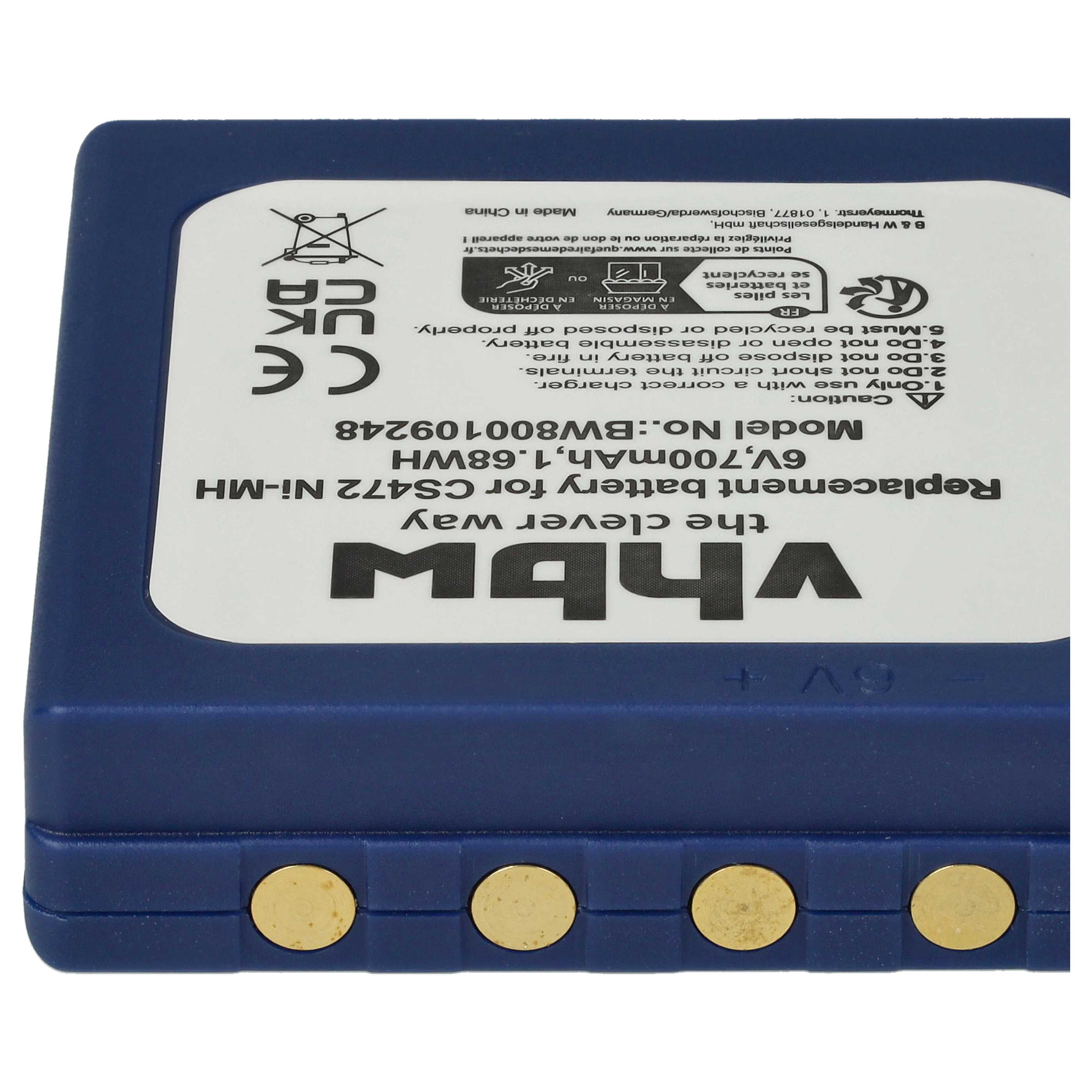 Radio Battery replaces HBC BA222060, BA222061, BA203060, FBFUB03, AF-FUB03M, KH68302500 - 700 mAh 6 V NiMH