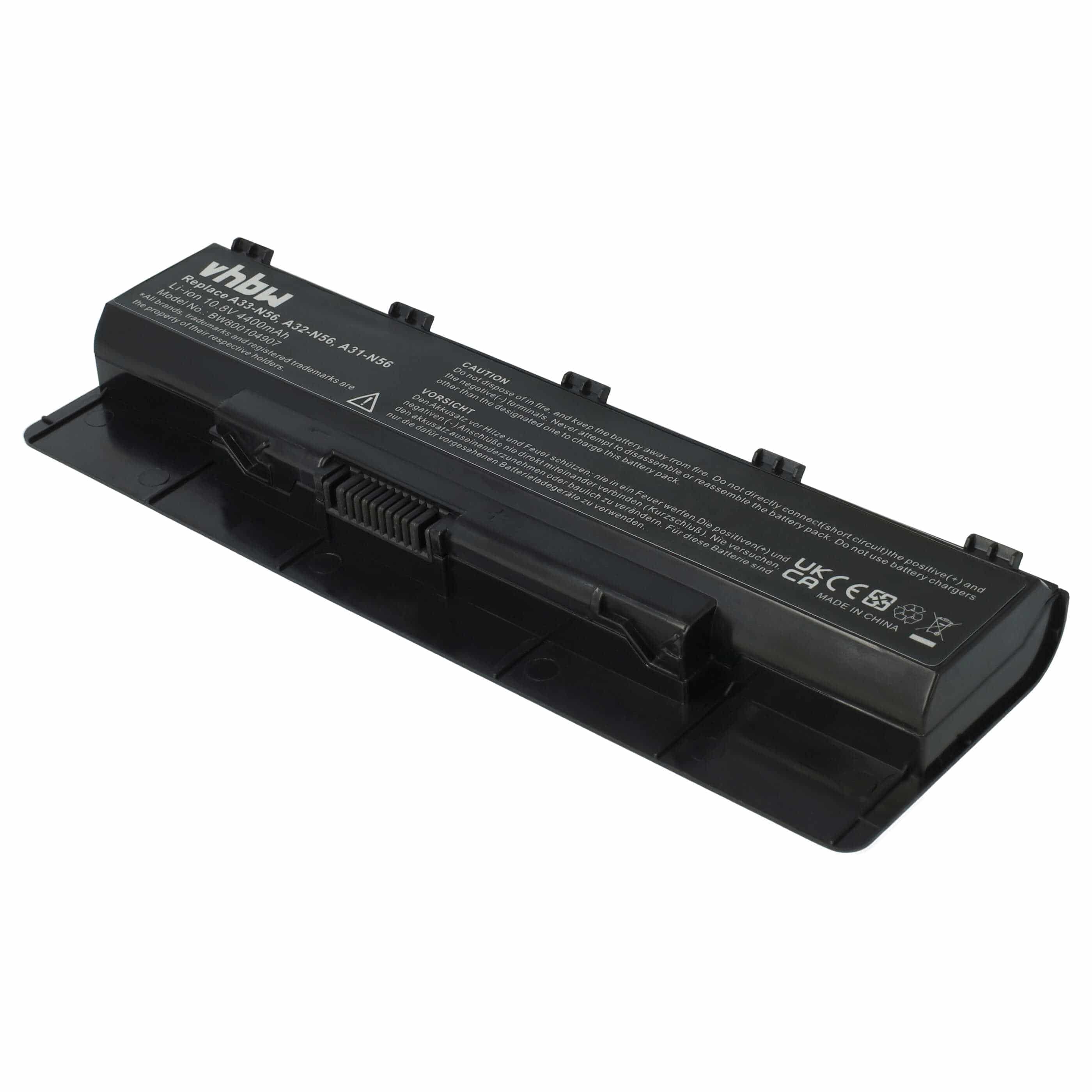 Notebook Battery Replacement for Asus A32-N56, A31-N56, A33-N56 - 4400mAh 10.8V Li-Ion, black