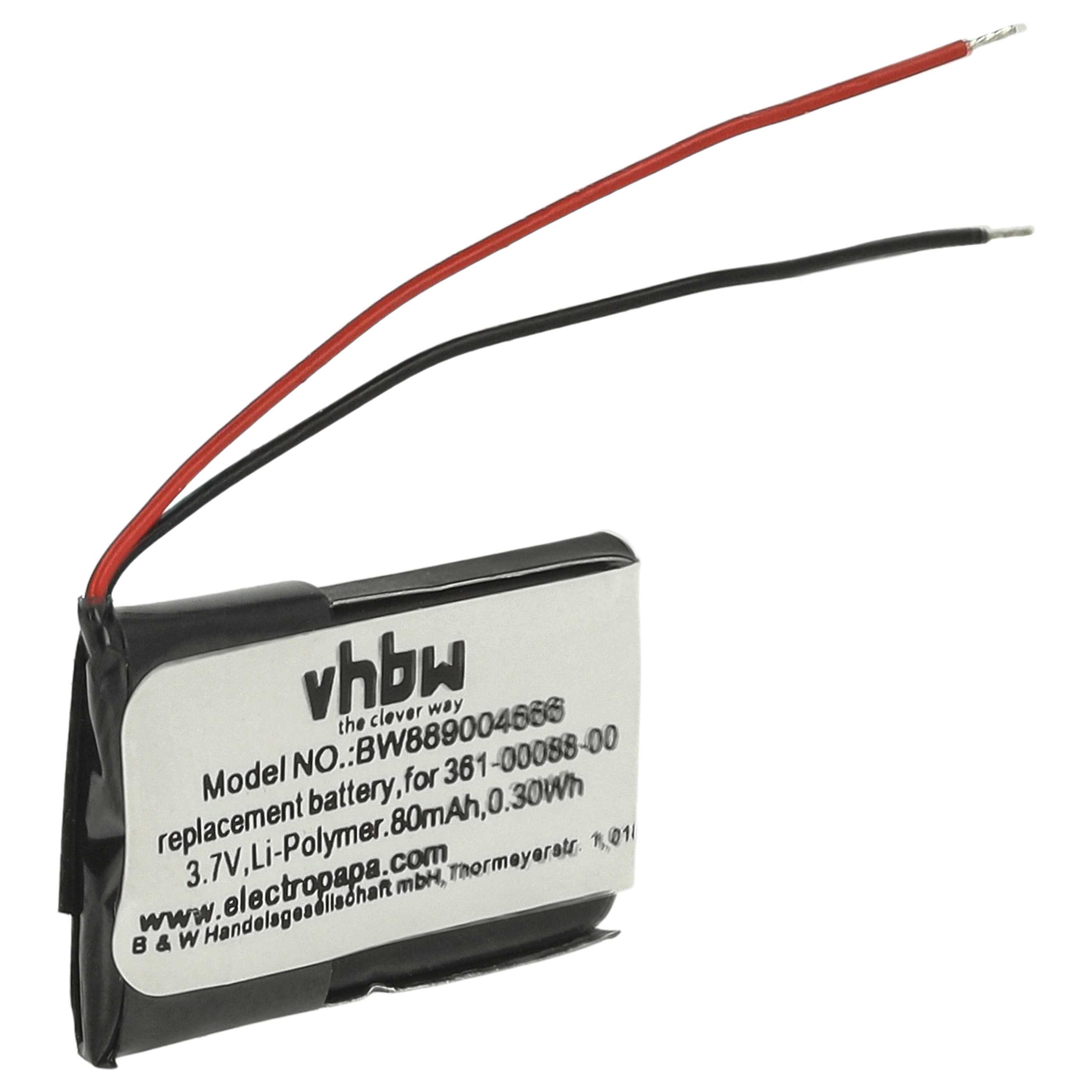 Batteria sostituisce Garmin 361-00088-00 per smartwatch - 80mAh 3,7V Li-Poly