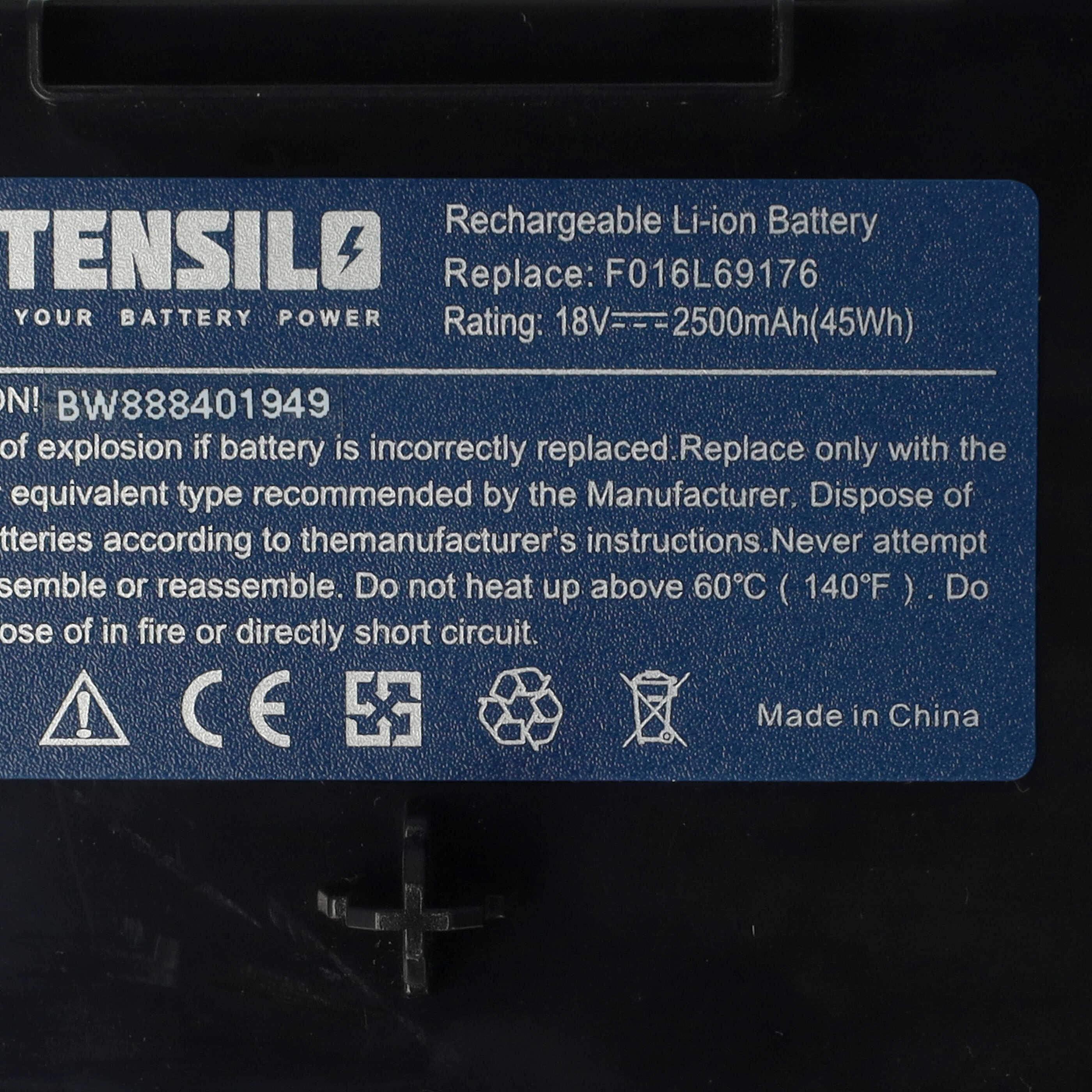 Lawnmower Battery Replacement for Bosch F016L69176, F016104898, F 016 104 898 - 2500mAh 18V Li-Ion