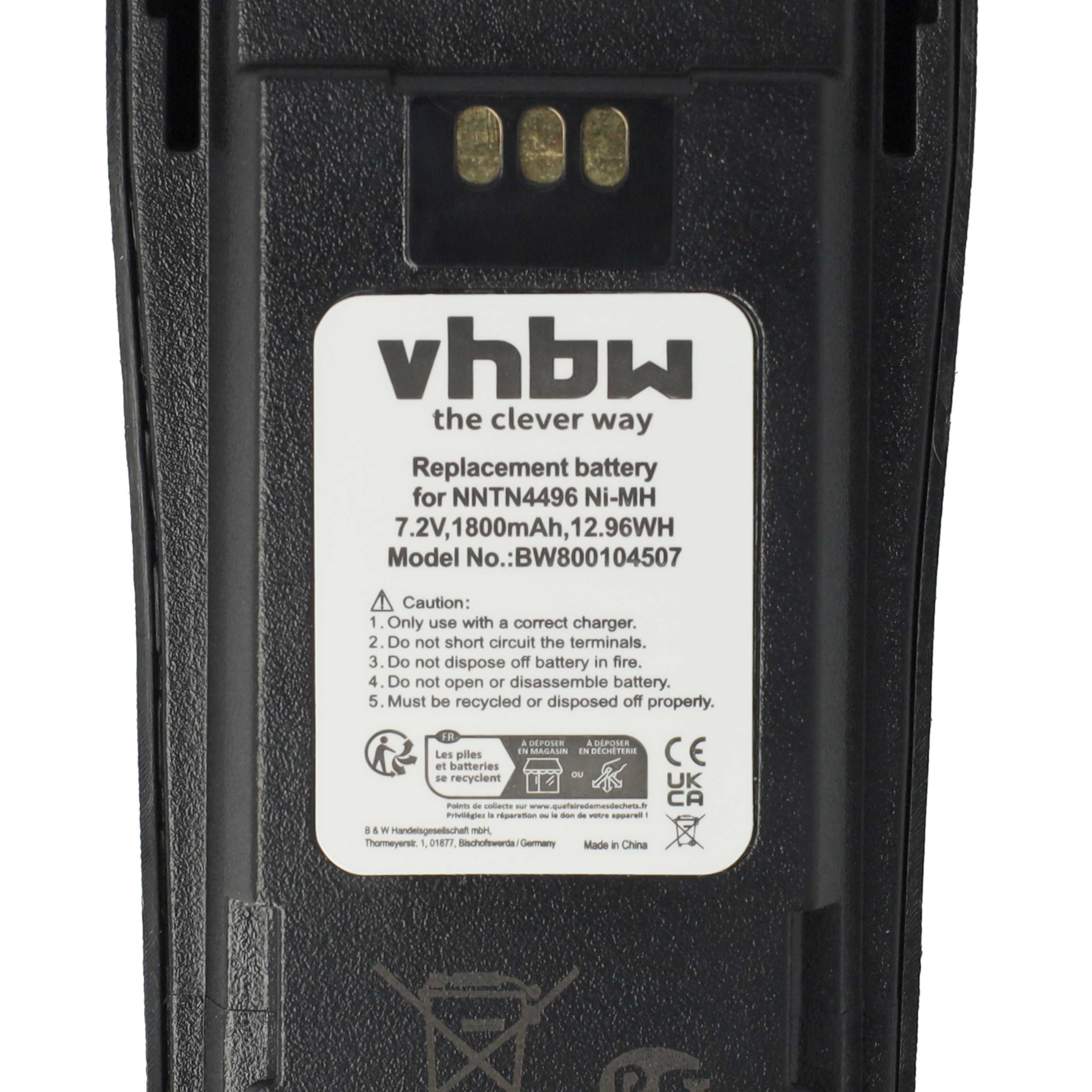 Radio 10x Battery suitable for Motorola CP040, CP200d, DP1400 - 1800 mAh 7.2 V NiMH