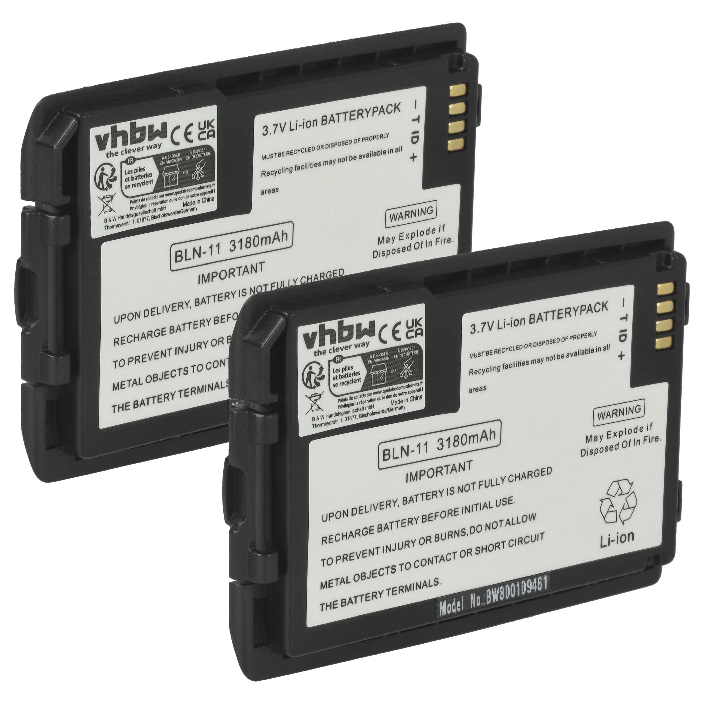 Radio 2x Battery replaces EADS HT9980AA, BLN-11 - 3180 mAh 3.7 V Li-Ion