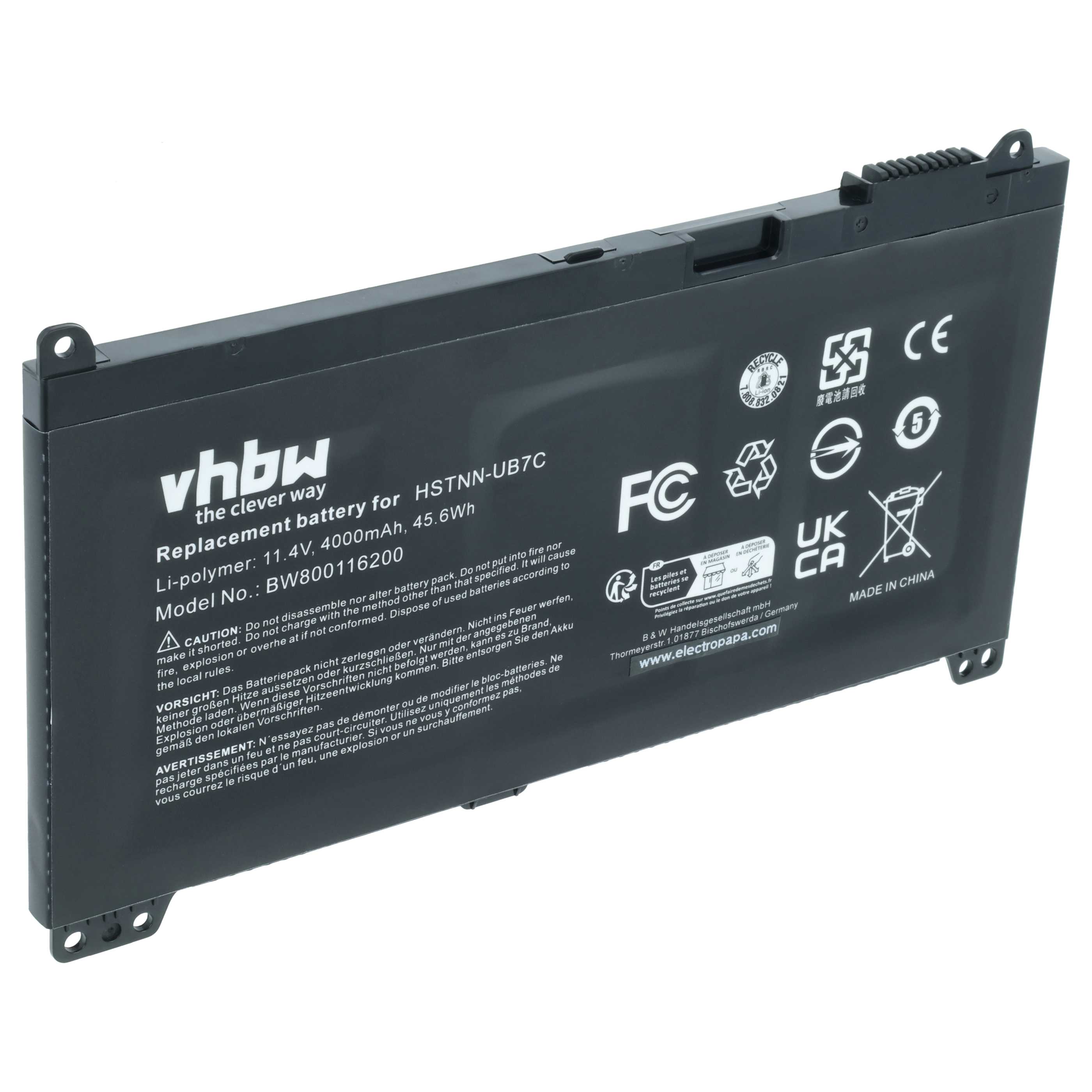 Batteria sostituisce HP 2TT75UT, 2UA28UT, 2TT74UT, 851477-421 per notebook - 4000mAh 11,4V Li-Poly nero