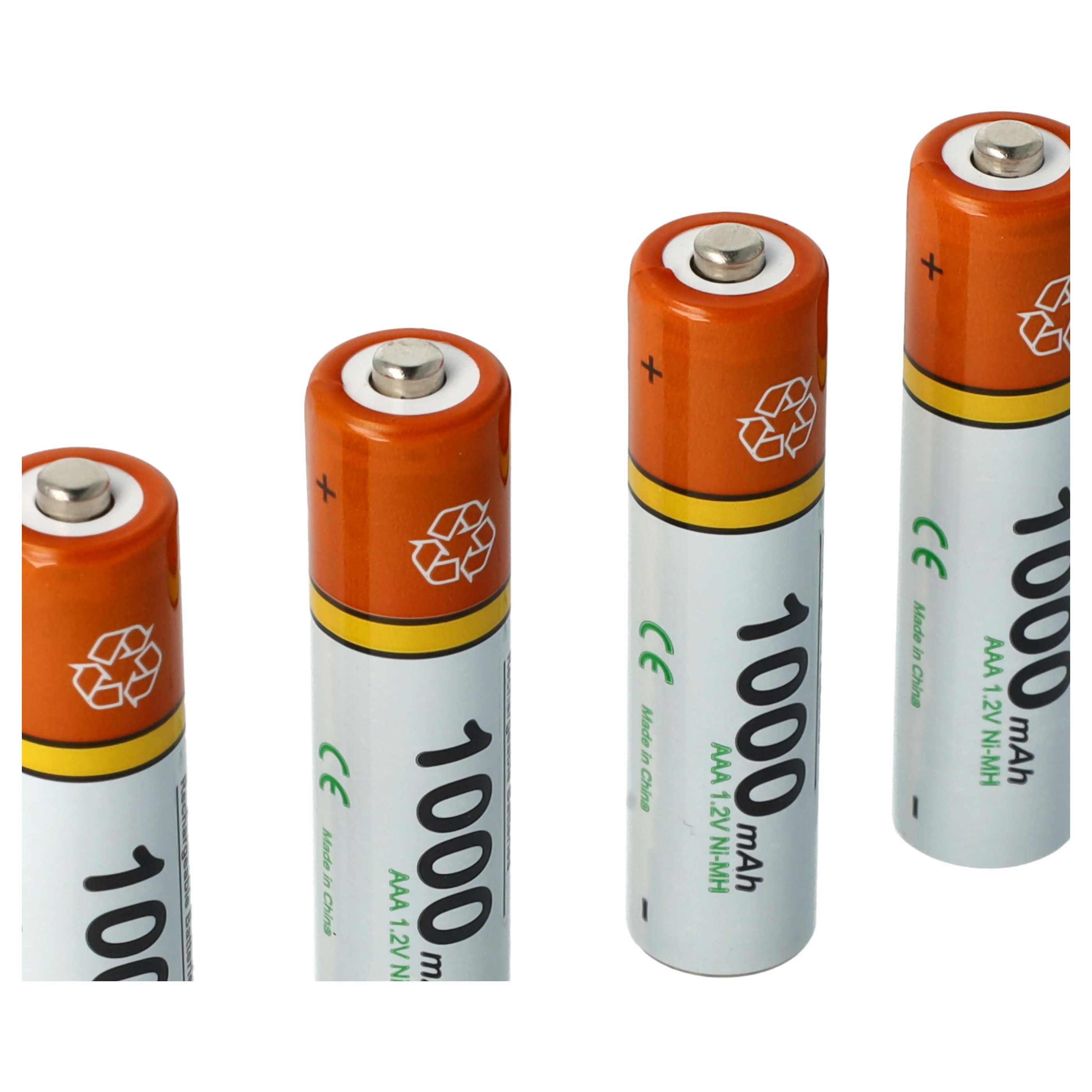 8x Batteries pour téléphone Philips, Grundig, Sennheiser, Amplicomms - 1000mAh 1,2V NiMH