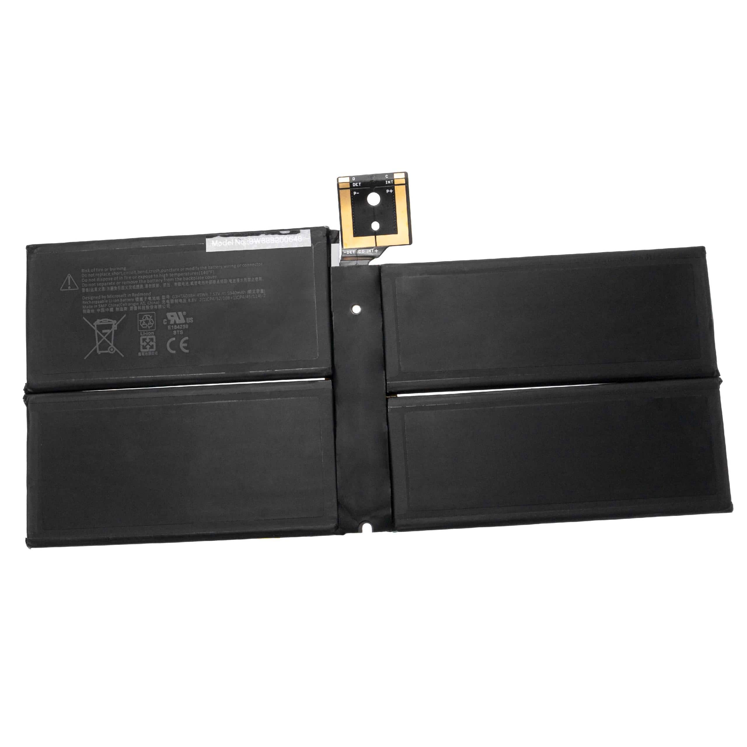 Tablet Battery Replacement for Microsoft G3HTA038H, DYNM02 - 5940mAh 7.5V Li-Ion