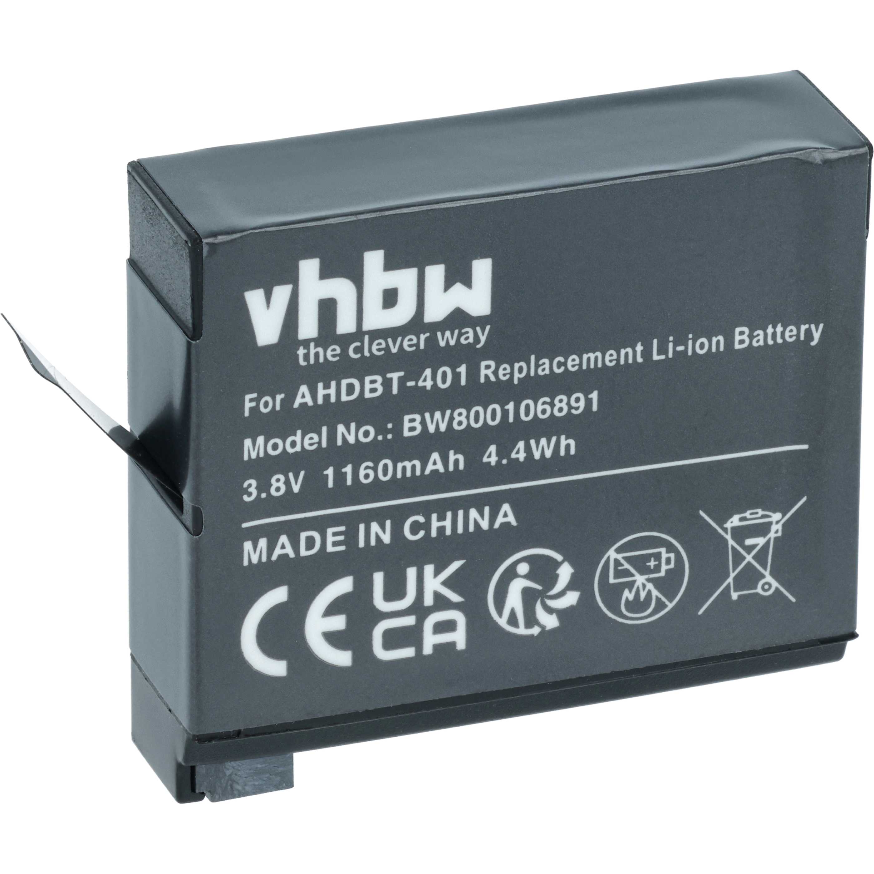 Videocamera Battery replaces GoPro AHDBT-401, 335-06532-000 - 1160 mAh 3.7 V Li-Ion