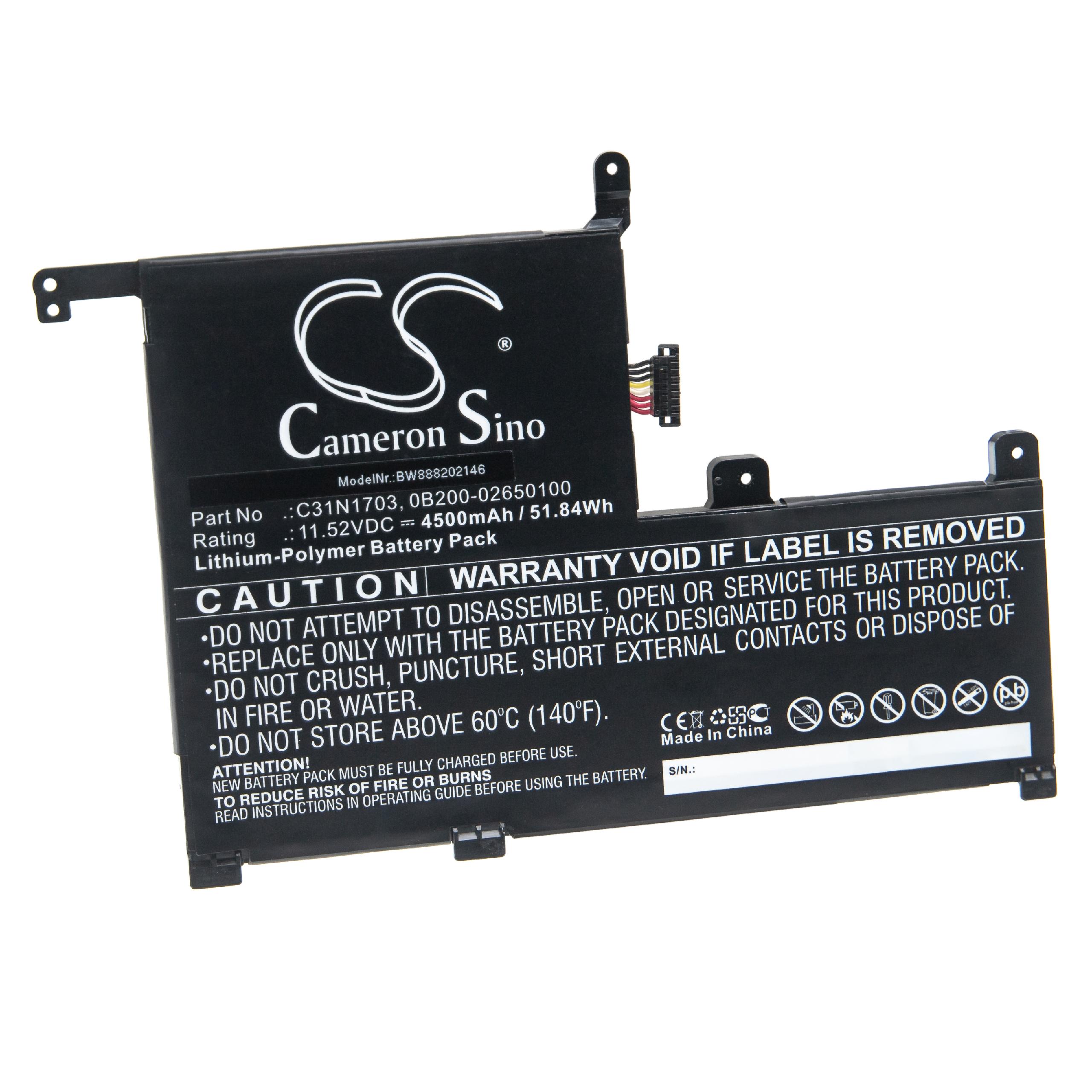 Notebook Battery Replacement for Asus C31N1703, 0B200-02650100 - 4500mAh 11.52V Li-polymer