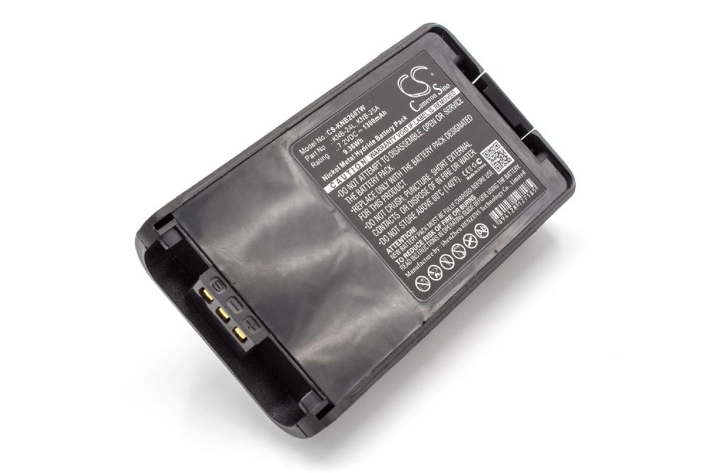 Batterie remplace Kenwood KNB-24L, KNB-24LX, KNB-24, KNB-24Li pour radio talkie-walkie - 1300mAh 7,2V NiMH