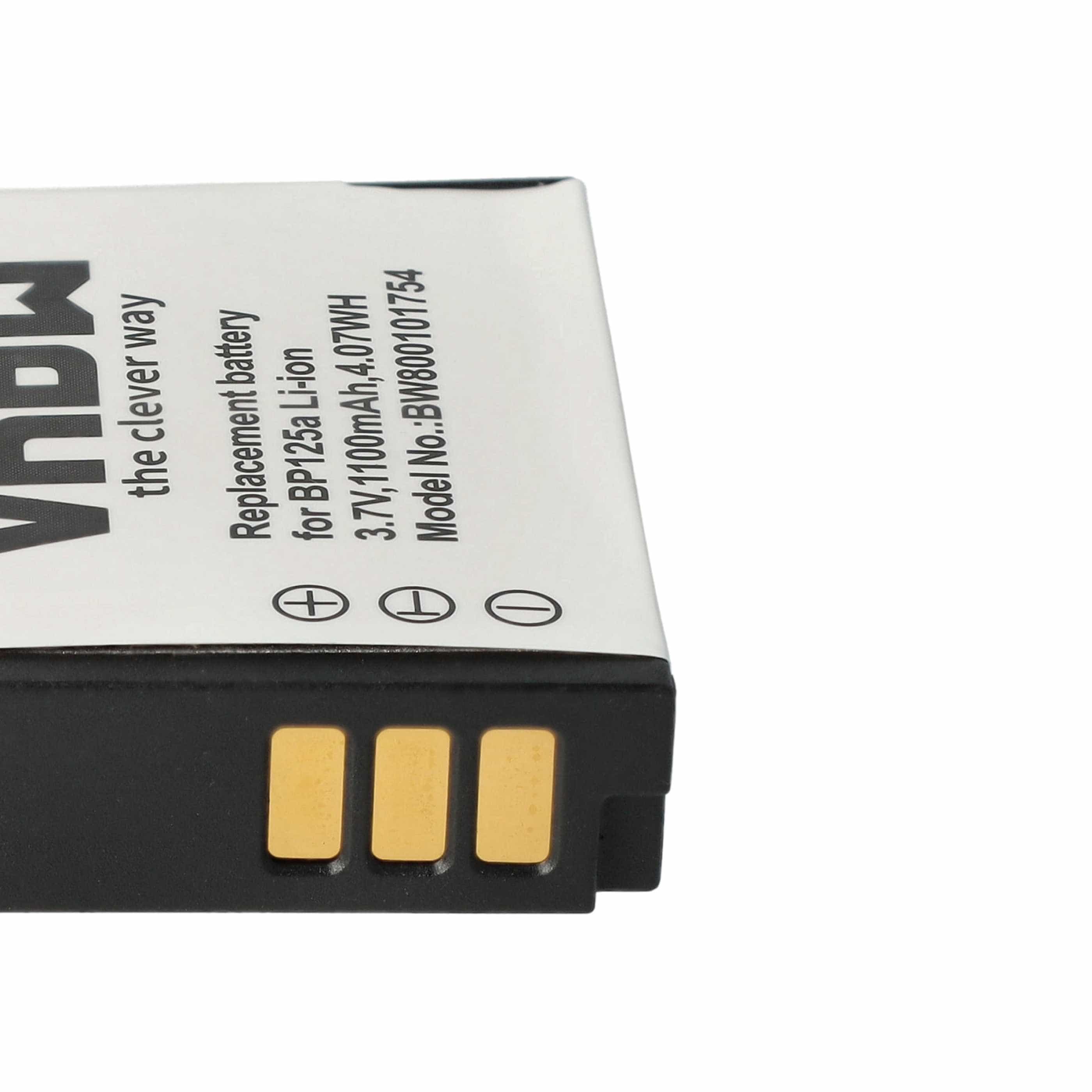 Videocamera 3x Battery replaces Samsung IA-BP125A, AD43-00197A, BP125A, IA-BP125 - 1100 mAh 3.6 V Li-Ion