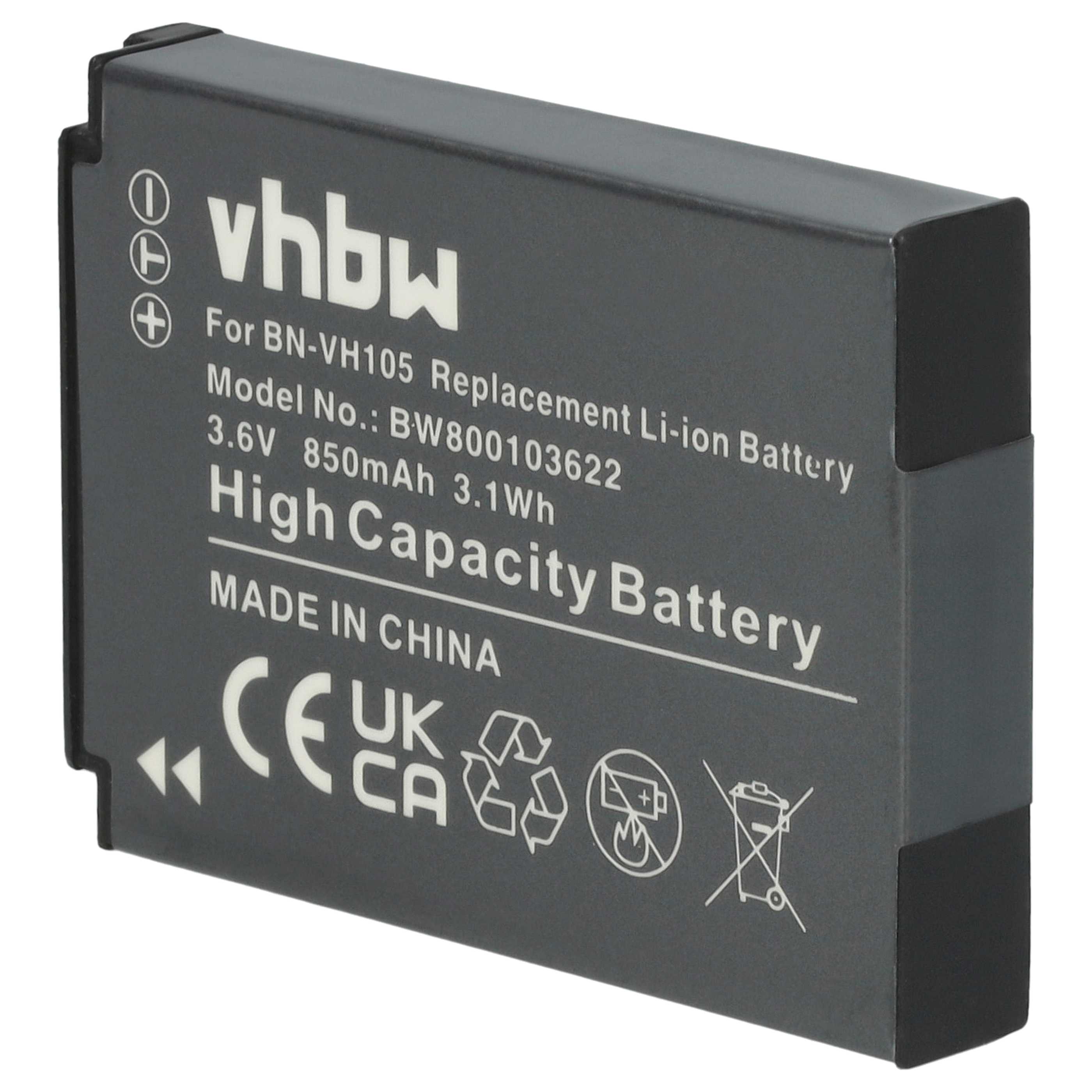 Videocamera 3x Battery replaces JVC BN-VH105 - 850 mAh 3.6 V Li-Ion