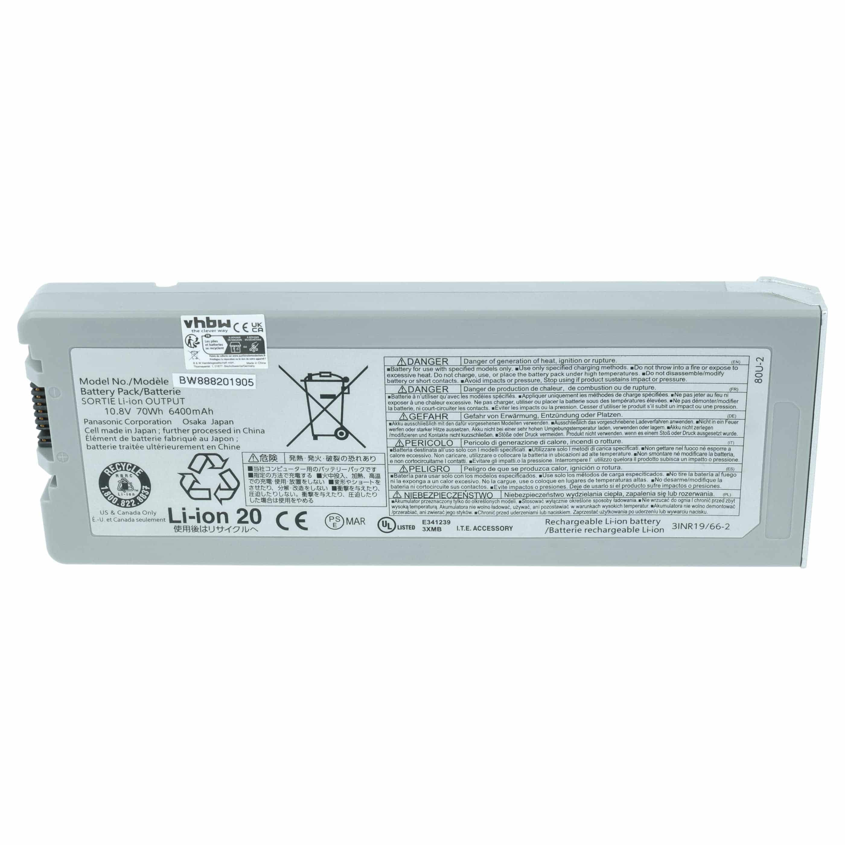 Akumulator do laptopa zamiennik Panasonic CF-VZSU80U, CF-VZSU83U, CF-VZSU82U - 6400 mAh 10,8 V Li-Ion, czarny