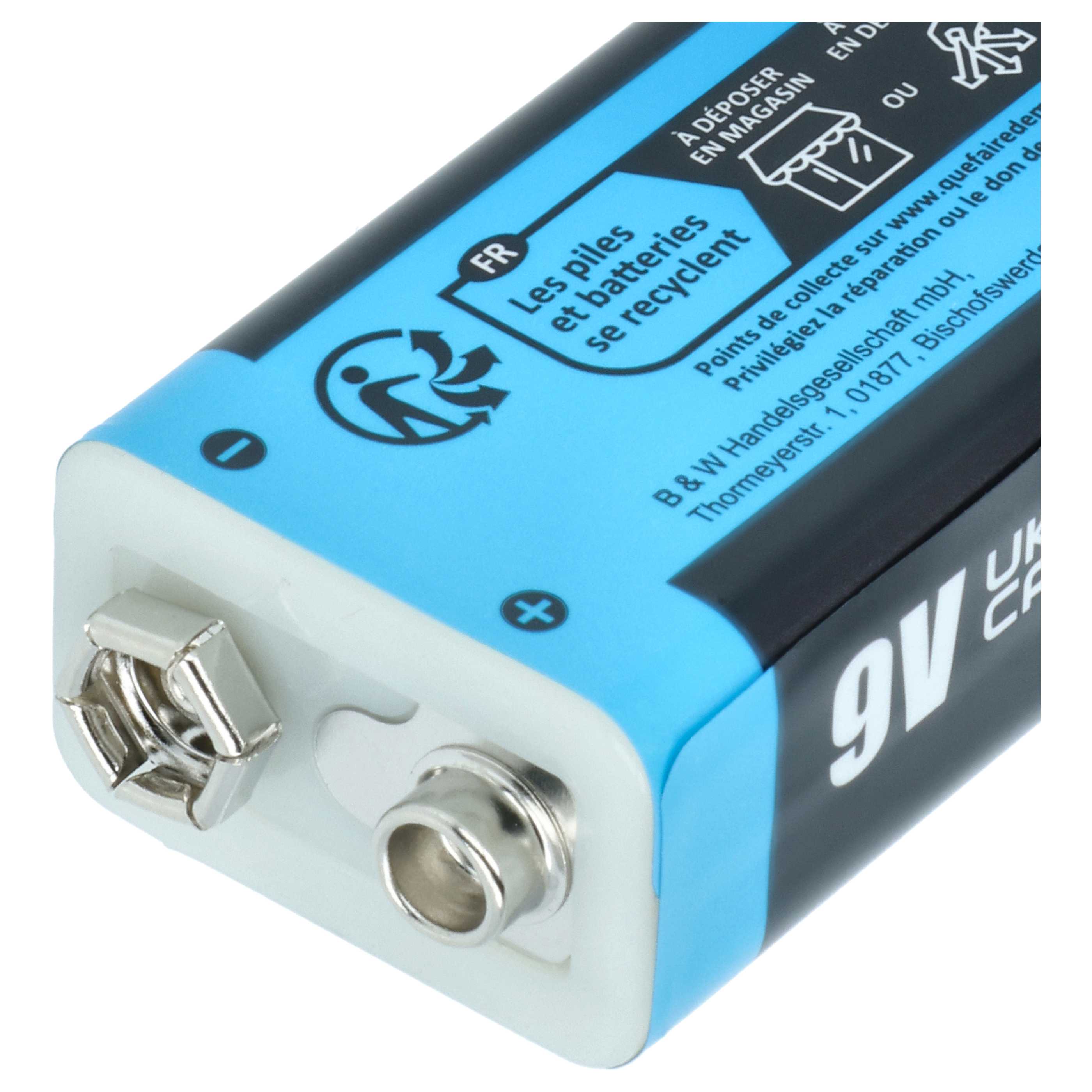 9V Block 4x Battery replaces Daitem BATV13 Alarm Systems & Various Devices - 1 Ah 9 V Li-Ion + Micro USB Port