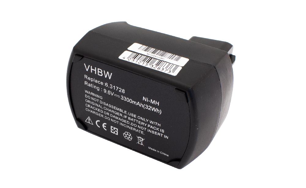 Batterie remplace Metabo 6.25471.00, 6.2547, 6.25471, 6.25470.00 pour outil électrique - 3300 mAh, 9,6 V, NiMH