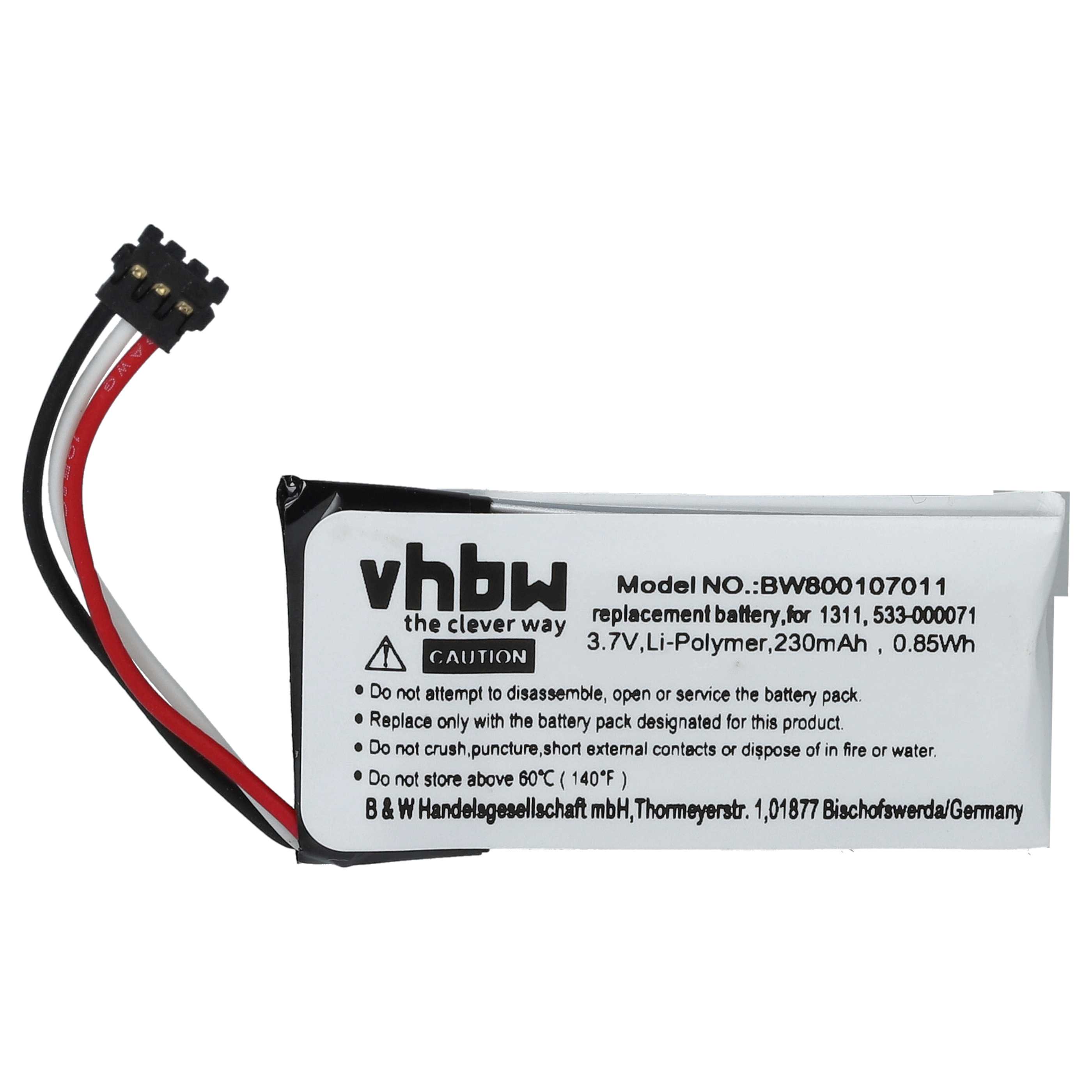 Computer Mouse Battery replaces Logitech 1311, AHB521630PJT-01, 533-000069 - 230 mAh 3.7 V Li-Ion