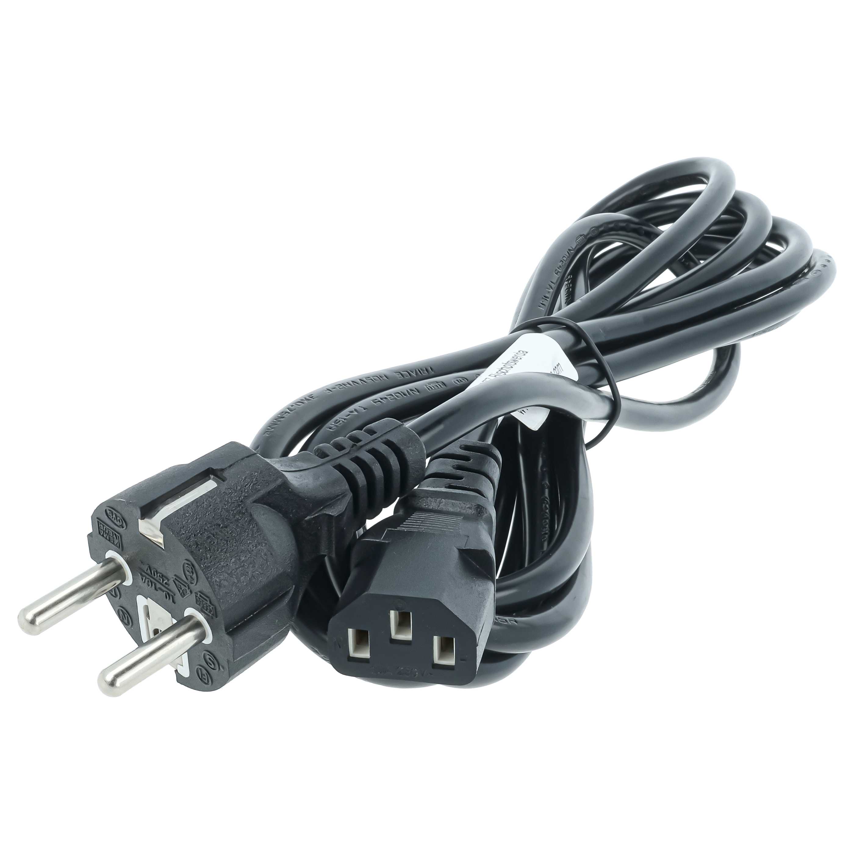 5x C13 Power Cable Euro Plug suitable for Devices e.g. PC Monitor Computer - 3 m