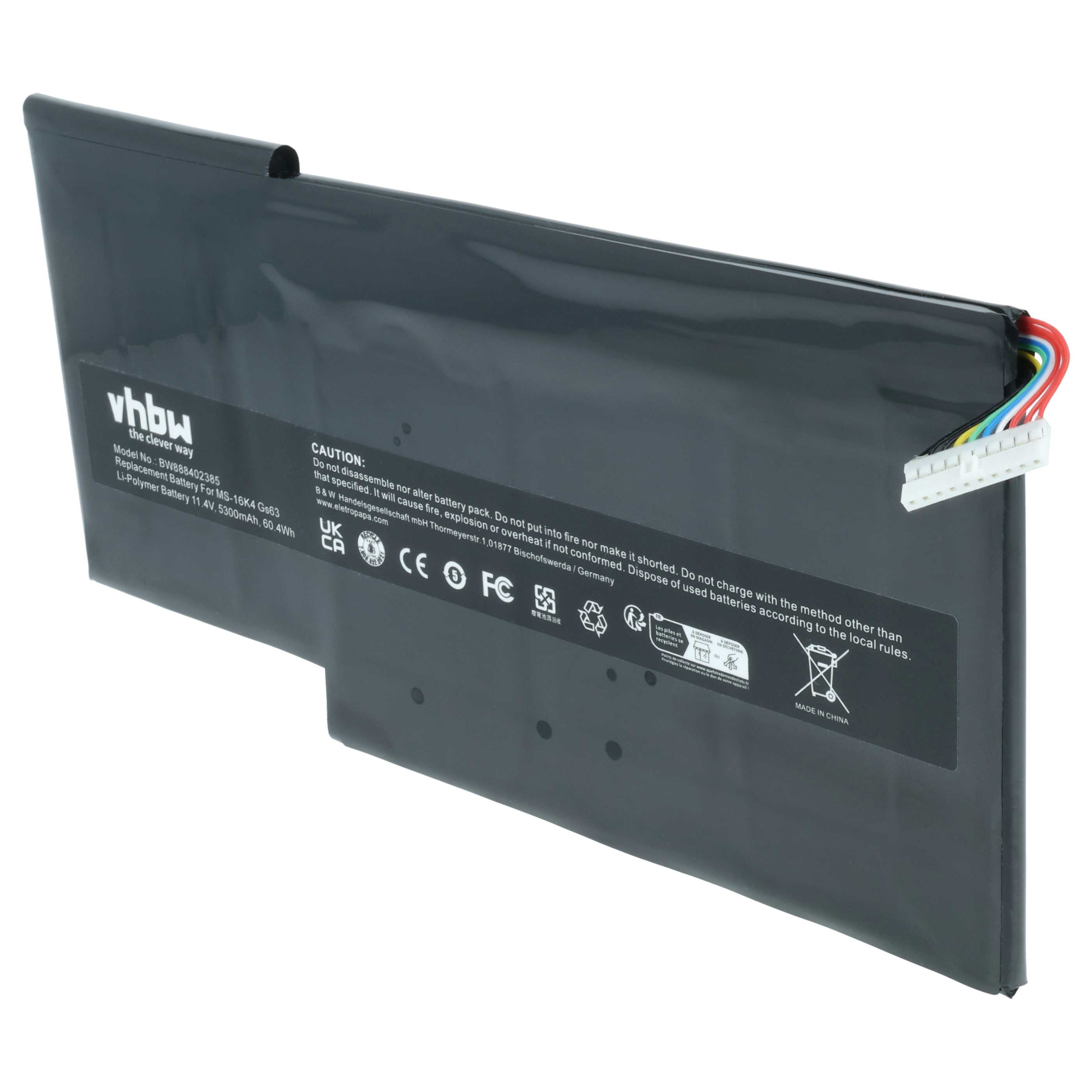 Akumulator do laptopa zamiennik MSI MS-17B1, MS-16K4, BTY-U6J, BTY-M6J, MS-17B4 - 5300 mAh 11,4 V LiPo