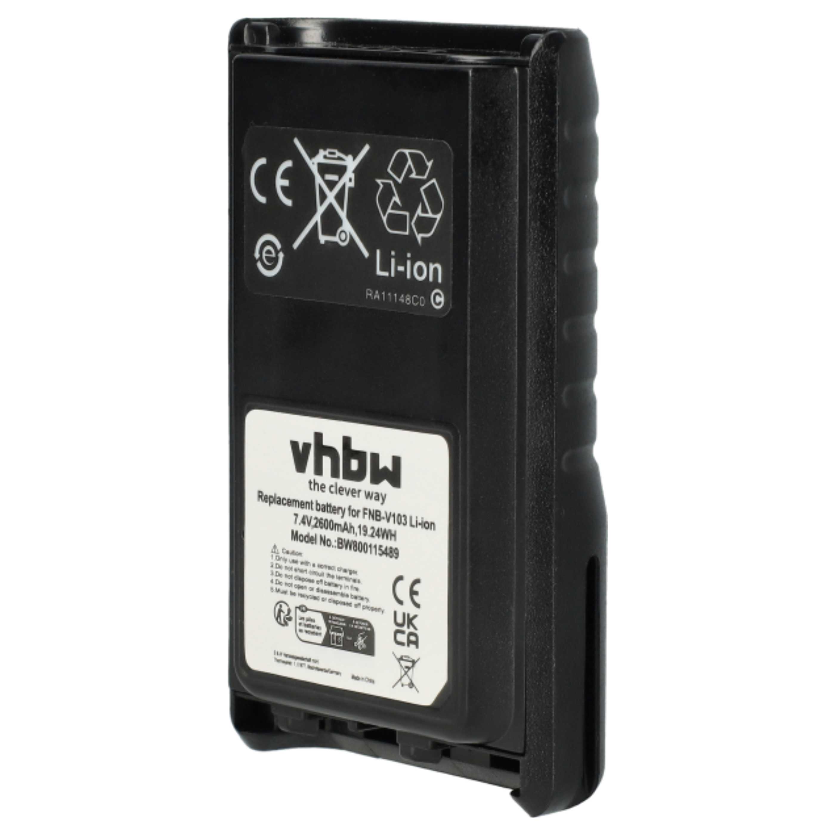 Radio Battery Replacement for Yaesu / Vertex FNB-V132Li, FNB-V131Li - 2600mAh 7.4V Li-Ion