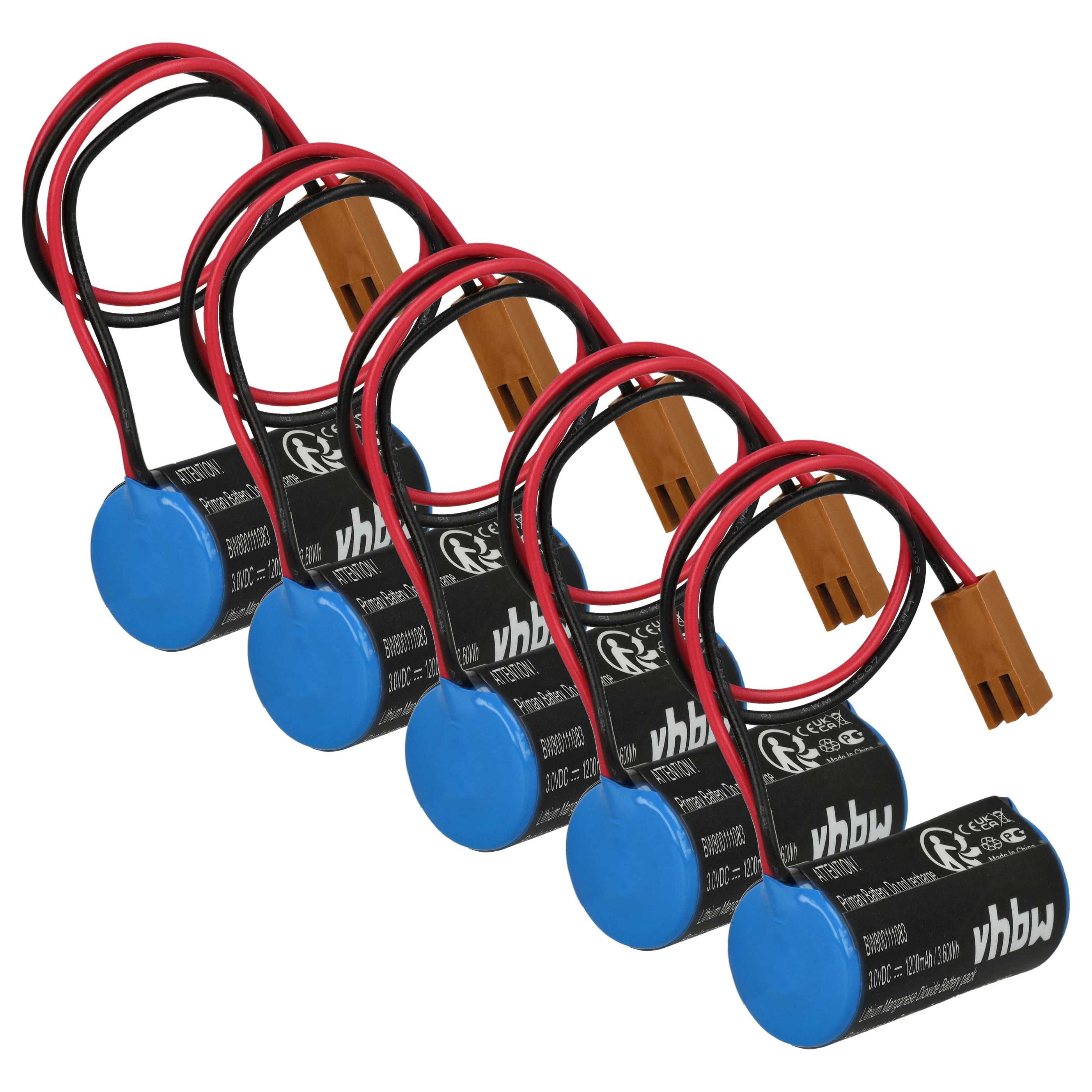Industrieroboter-Batterie (5 Stück) als Ersatz für 44A724534-001, A06B0168D111 für GE - 1200mAh 3V Li-MnO2