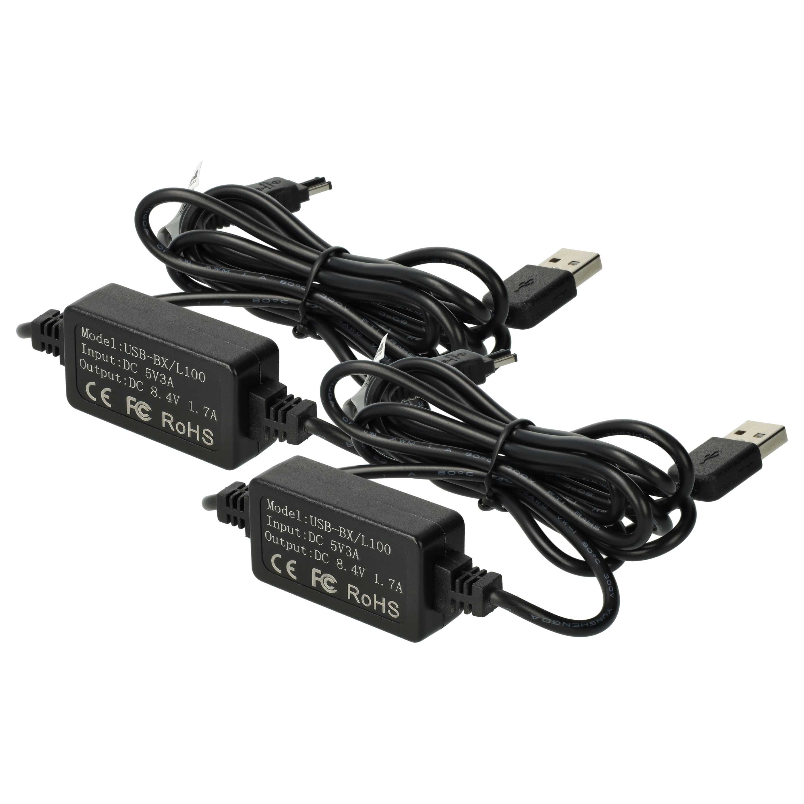 2x USB Power Supply replaces AC-L10 AC-L100 AC-L10A AC-L15A AC-L15B AC-L10B AC-L15 for Camera, 8.4 V 1.7 A