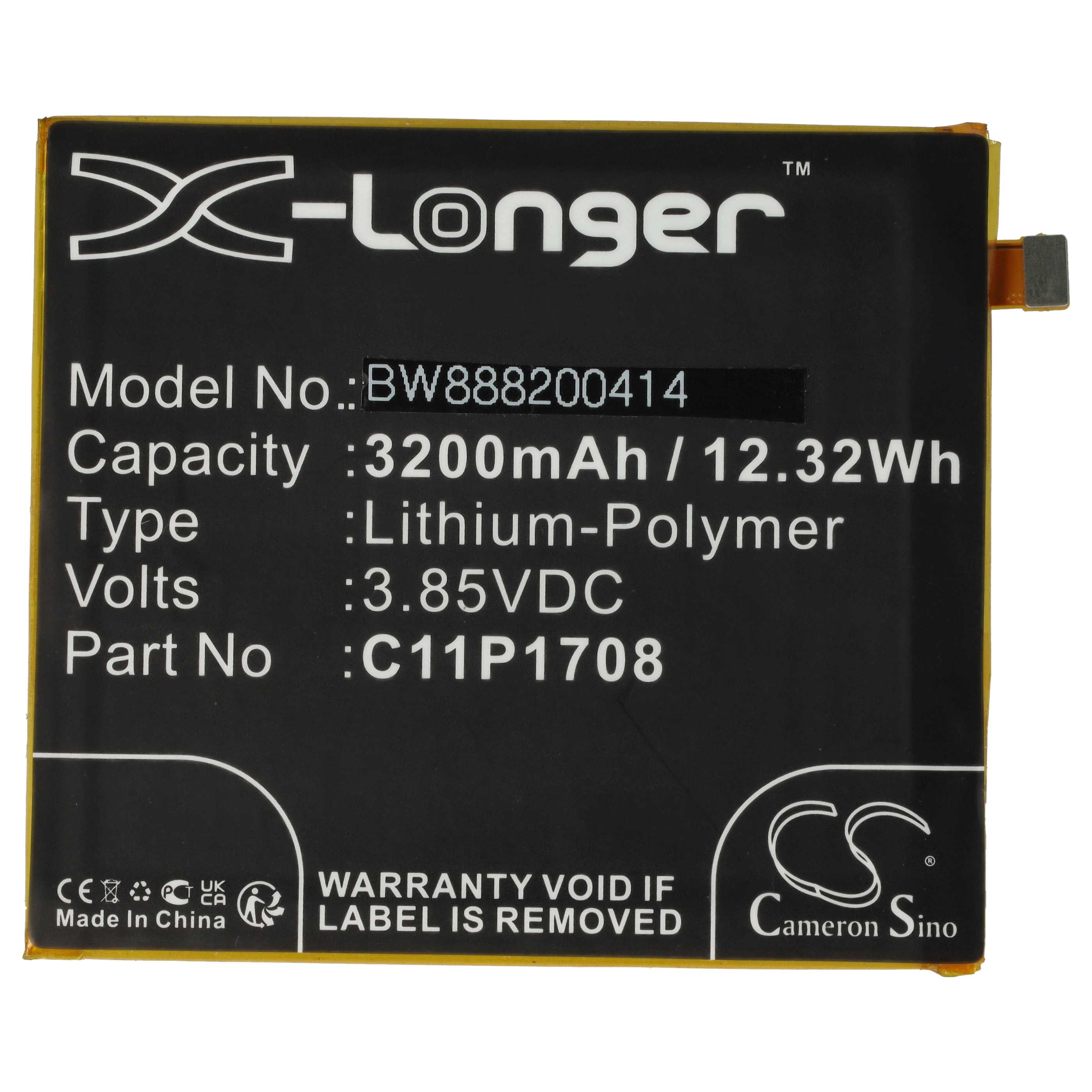 Akumulator do telefonu smartfona zamiennik Asus 0B200-02890100, C11P1708 (1ICP4/66/75) - 3200 mAh 3,85 V LiPo