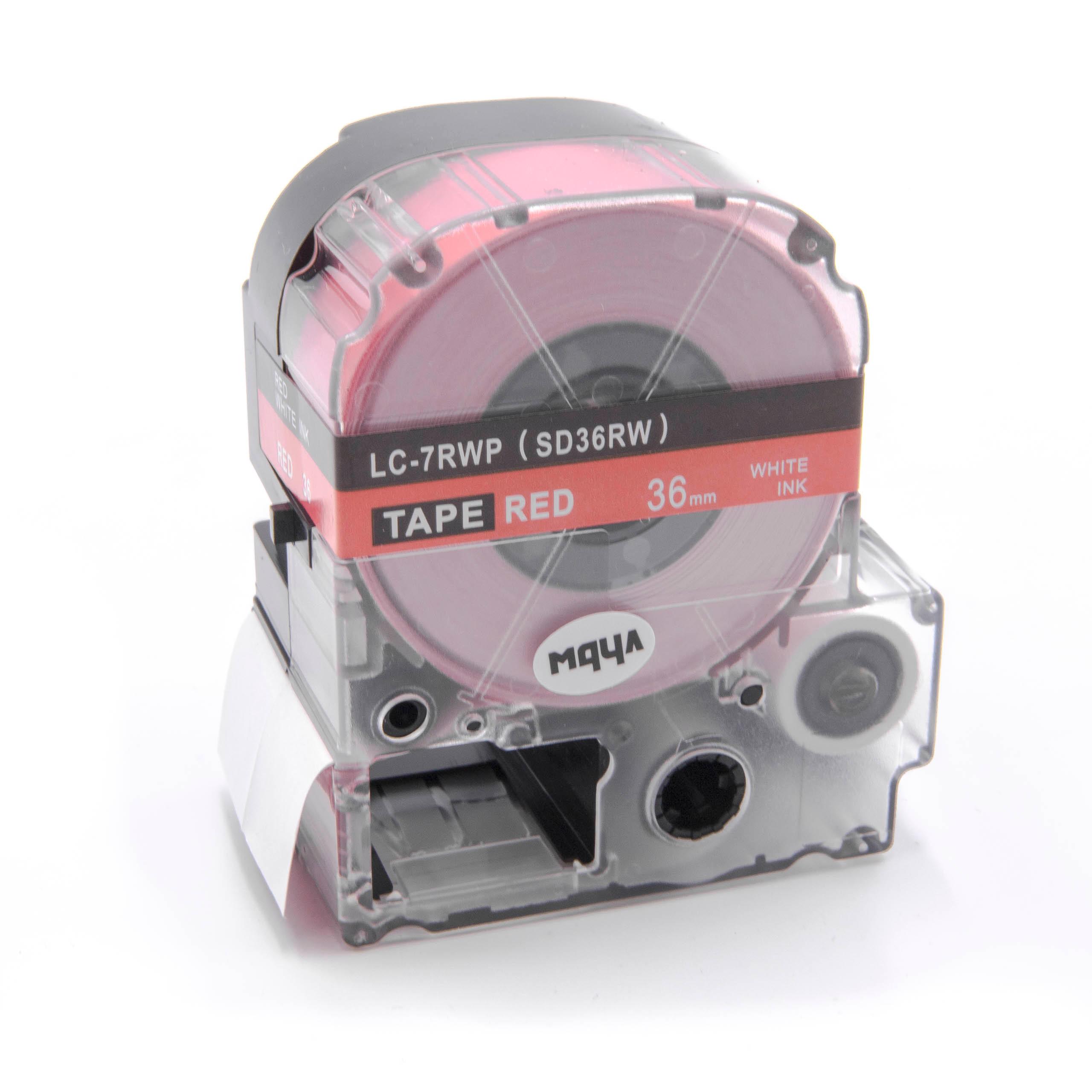 Cassette à ruban remplace Epson LC-7RWP - 36mm lettrage Blanc ruban Rouge