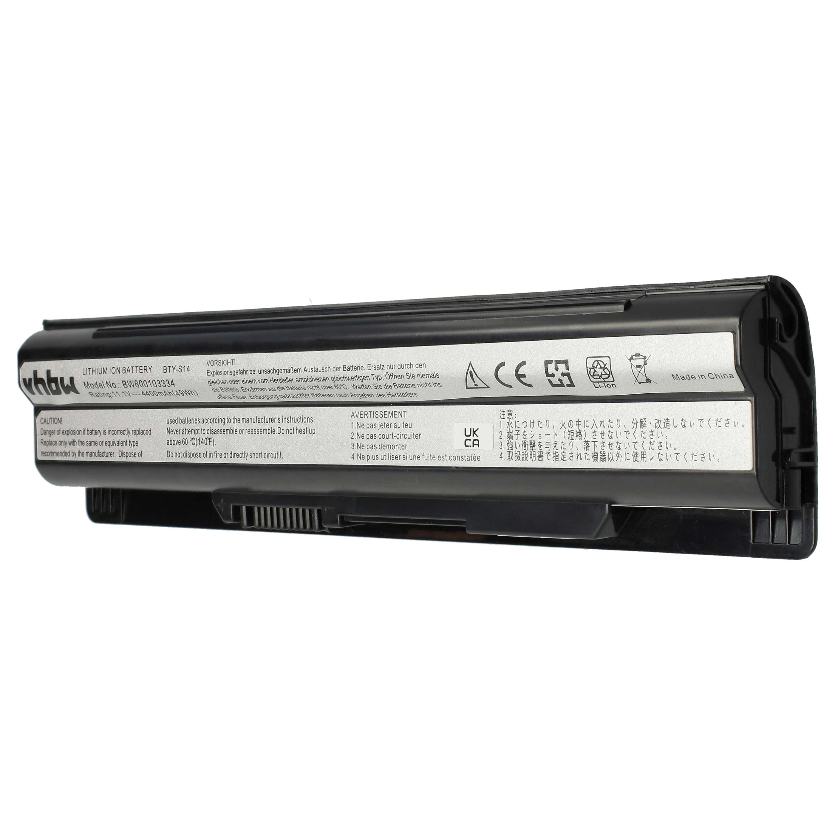 Batería reemplaza Medion 40029231, 40029683, 40029150 para notebook MSI - 4400 mAh 11,1 V Li-Ion negro