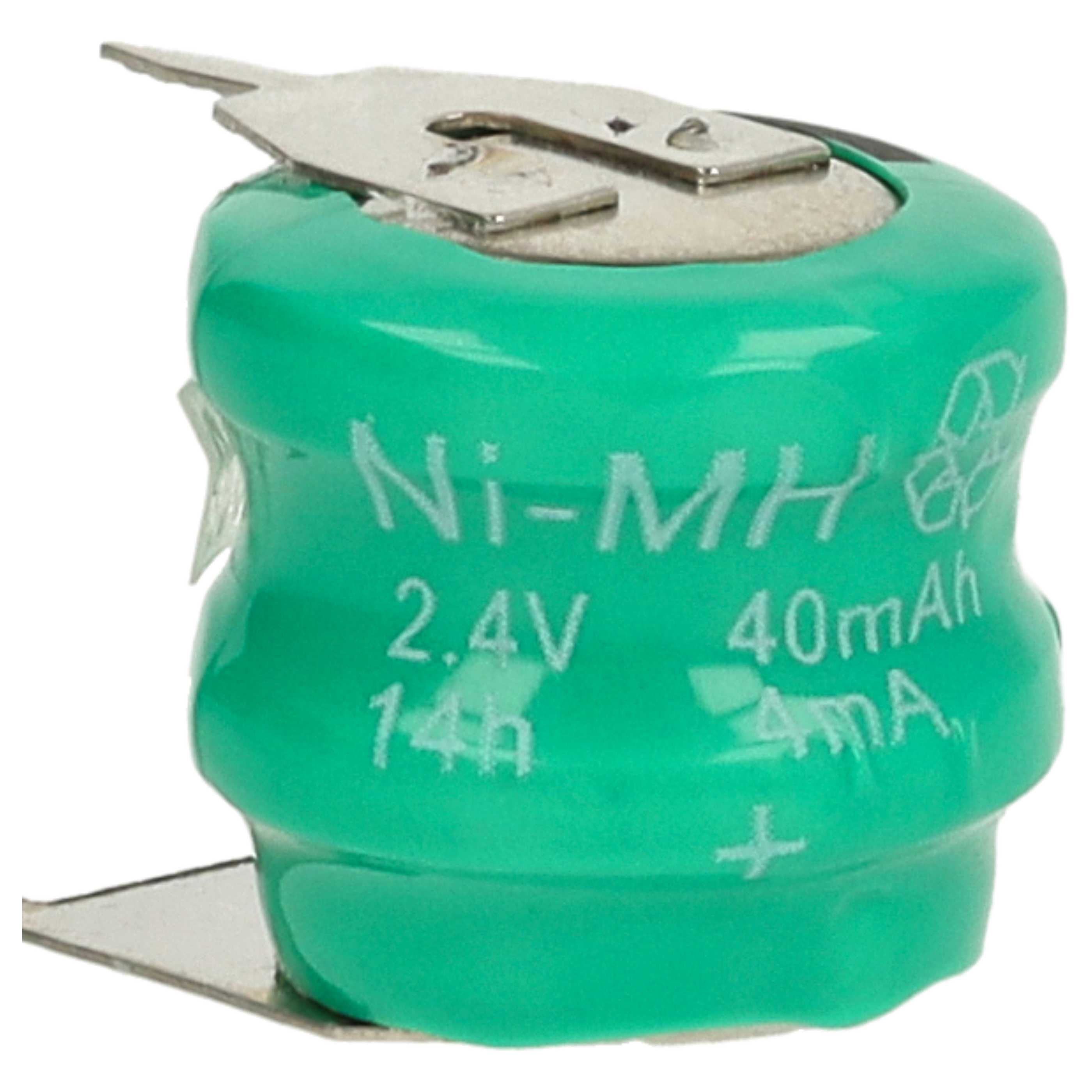 10x Button Cell Battery Type V40H 3 Pins for Model Building Solar Lamps etc. - 40 mAh 2.4 V NiMH