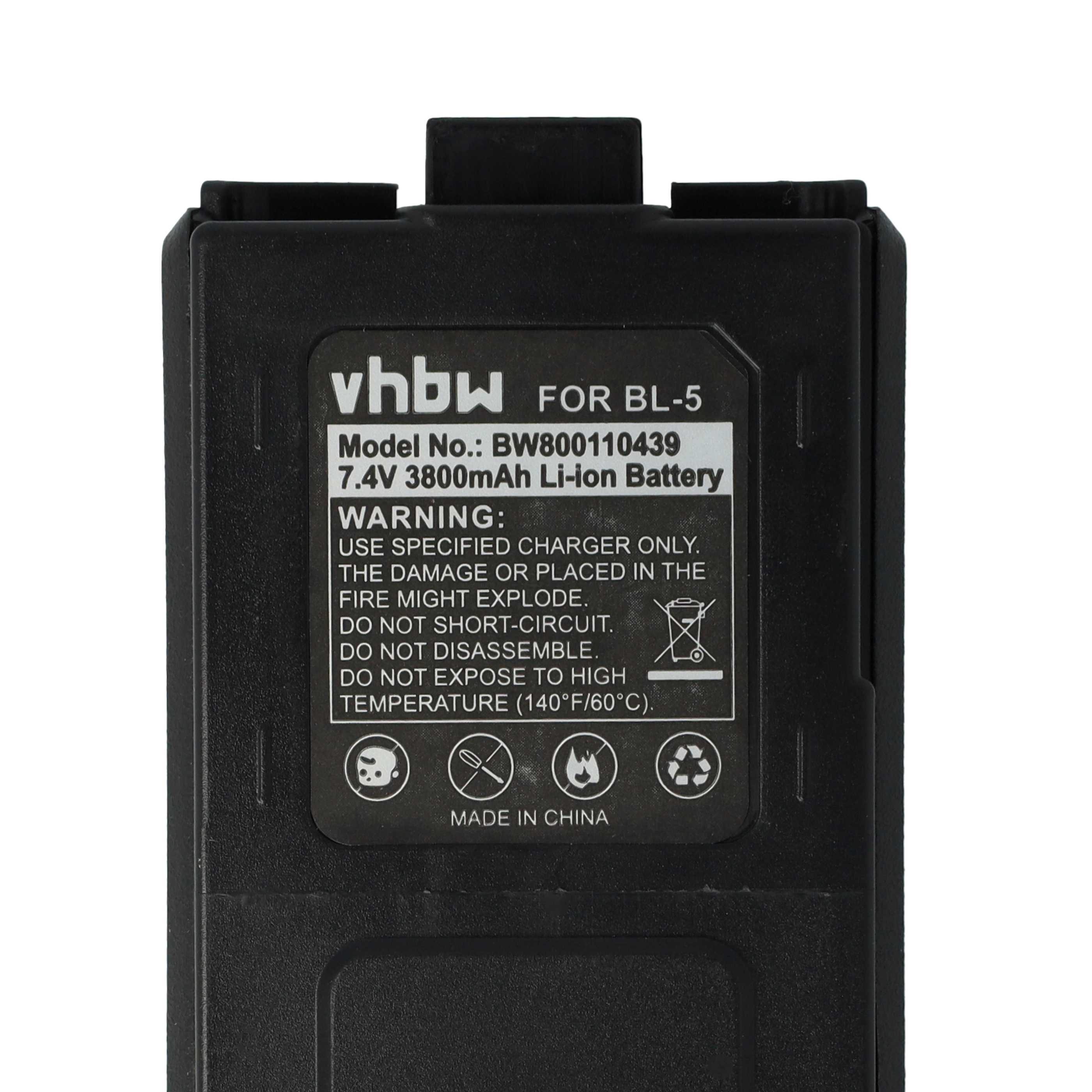 Radio Battery replaces Baofeng BL-5 - 3800 mAh 7.4 V Li-Ion