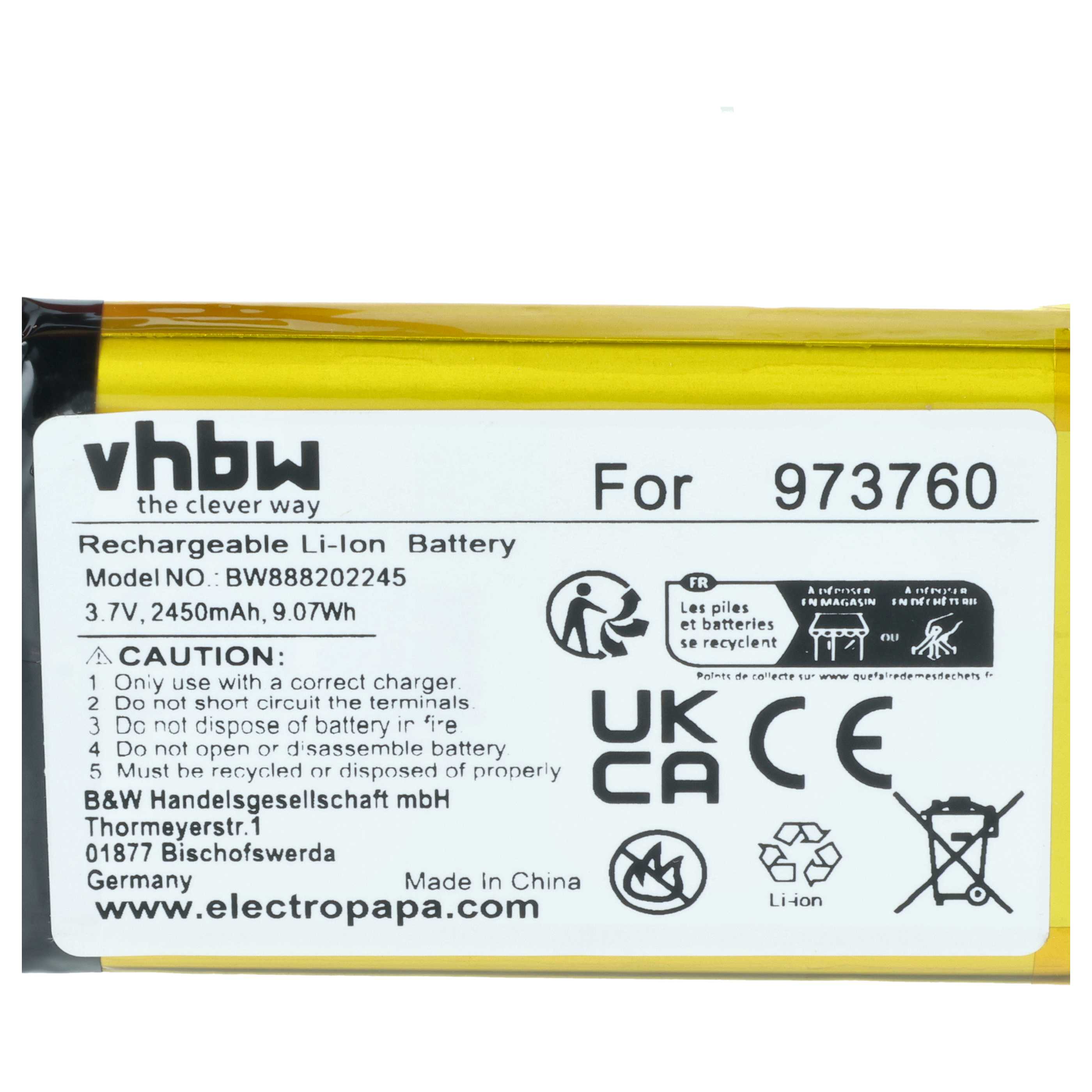 Batteria per controller drone, telecomando sostituisce DJI 973760 - 2450mAh 3,7V Li-Poly