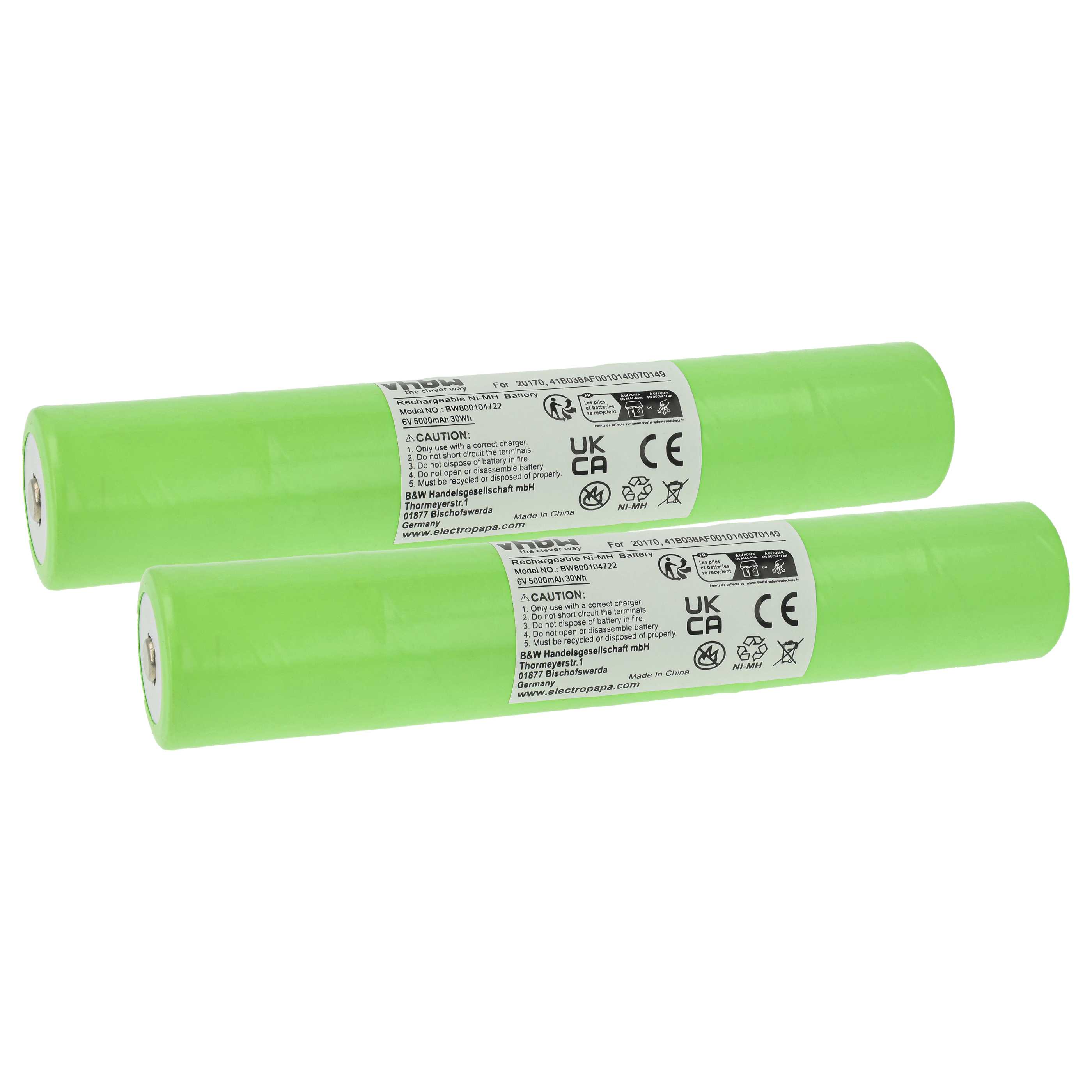 2x Akumulator do latarki czołowej zamiennik 108-000-439, 108-000-817, 108-817, 108-439 - 5000 mAh 6 V NiMH