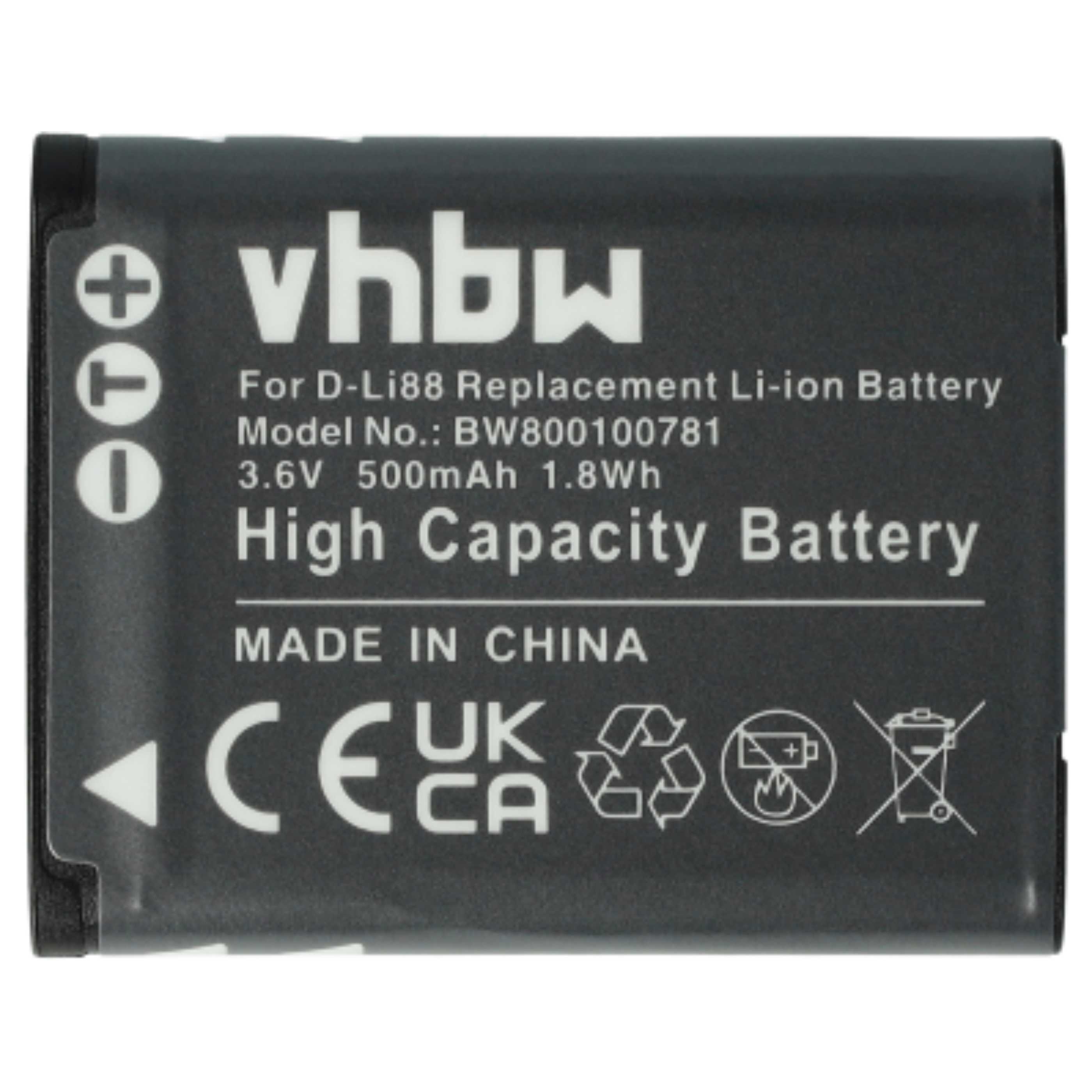 Akumulator do aparatu cyfrowego zamiennik Panasonic VW-VBX070E, VW-VBX070 - 500 mAh 3,6 V Li-Ion