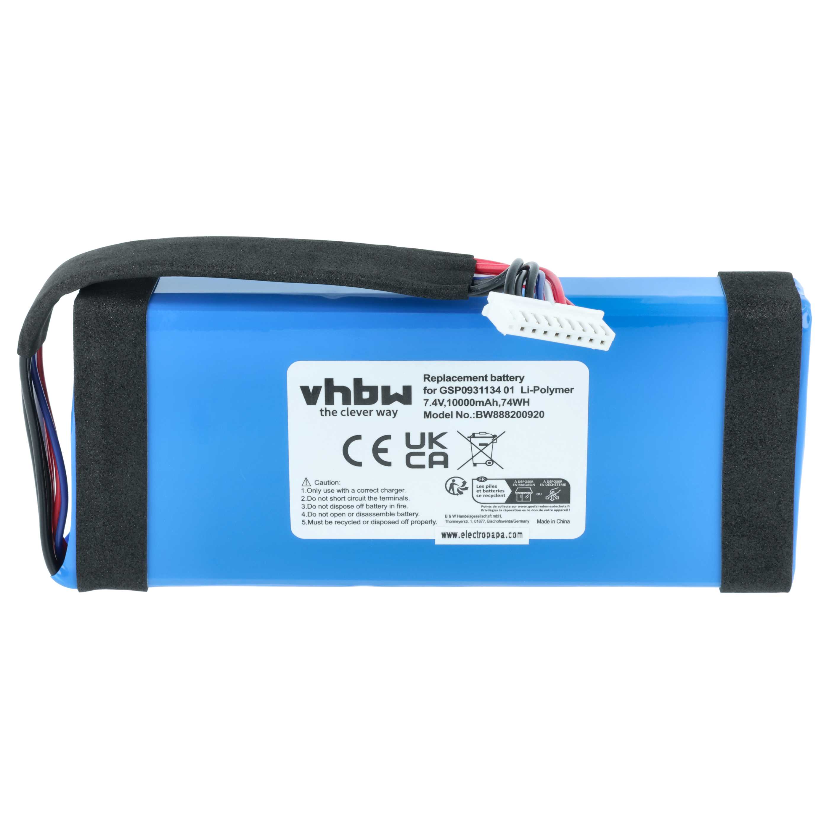 Batteria sostituisce JBL GSP0931134 01 per altoparlanti - 10000mAh 7,4V Li-Poly