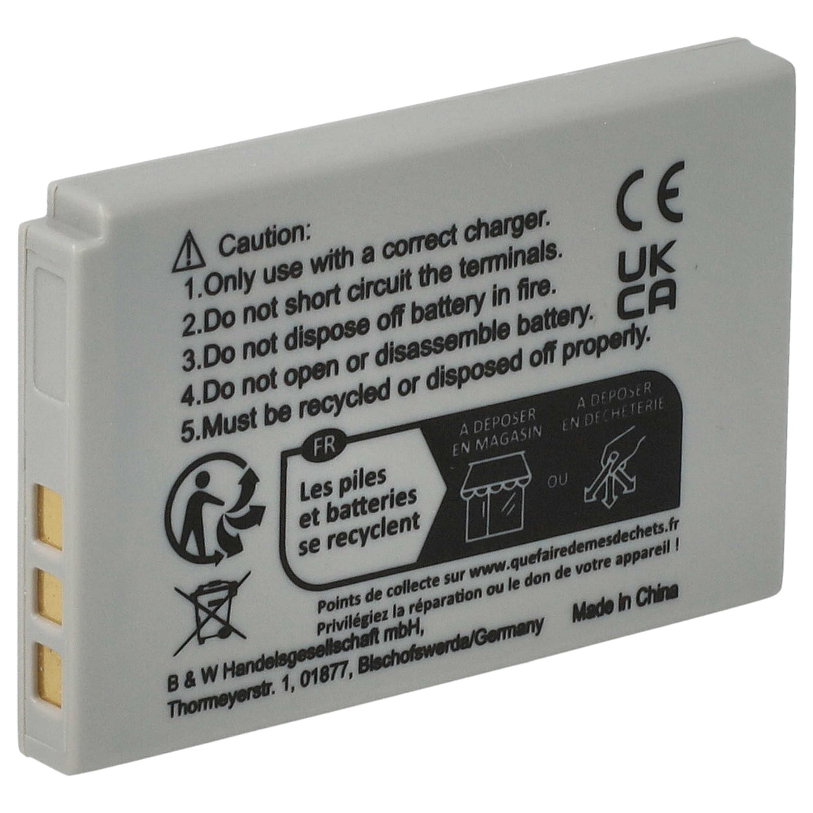Videocamera Battery replaces Sanyo DB-L40AU, DB-L40 - 800 mAh 3.7 V Li-Ion