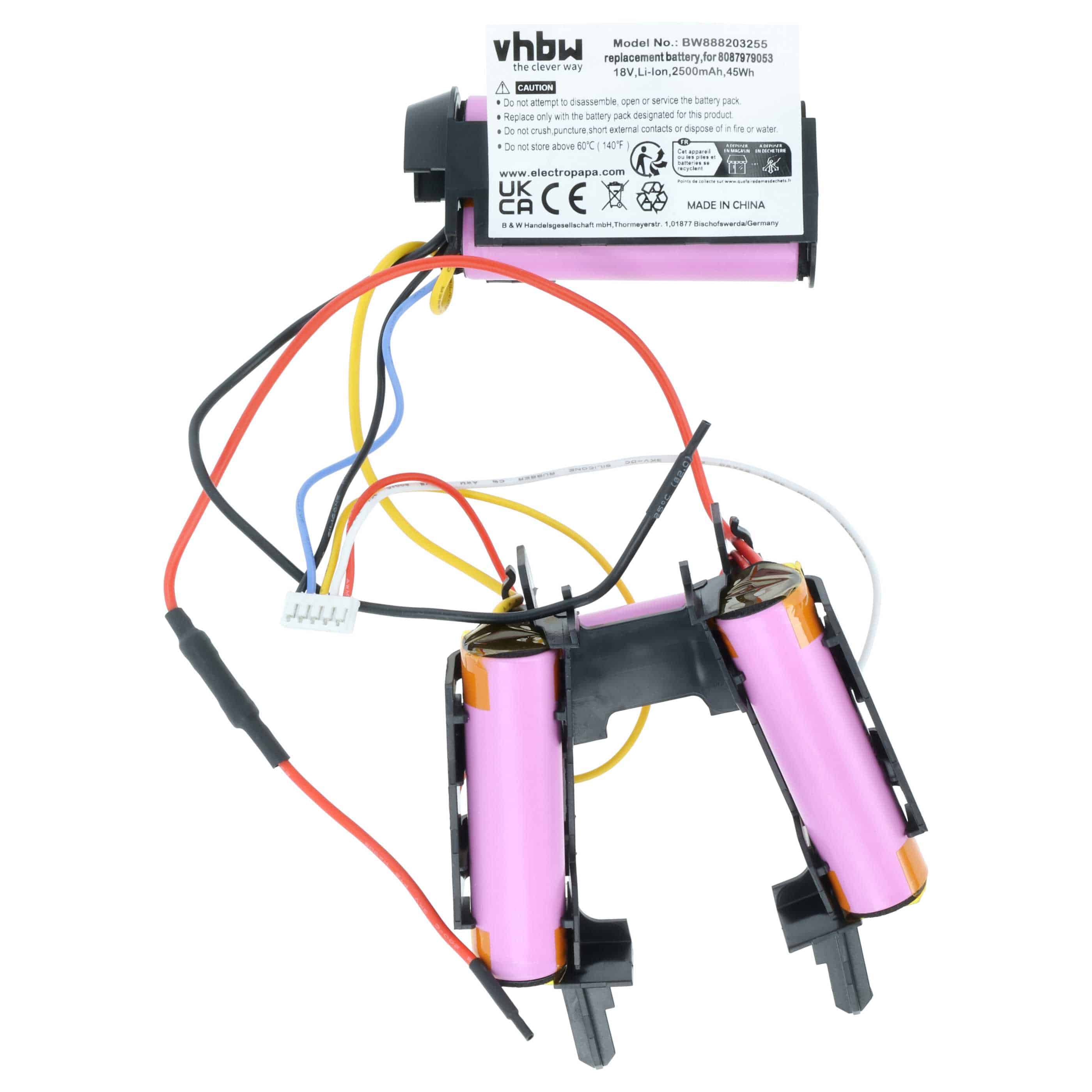 Battery replaces AEG 4055477303, 140131060034, 8087979053, 809115702 for Electrolux etc. 2500mAh, 18V, Li-Ion