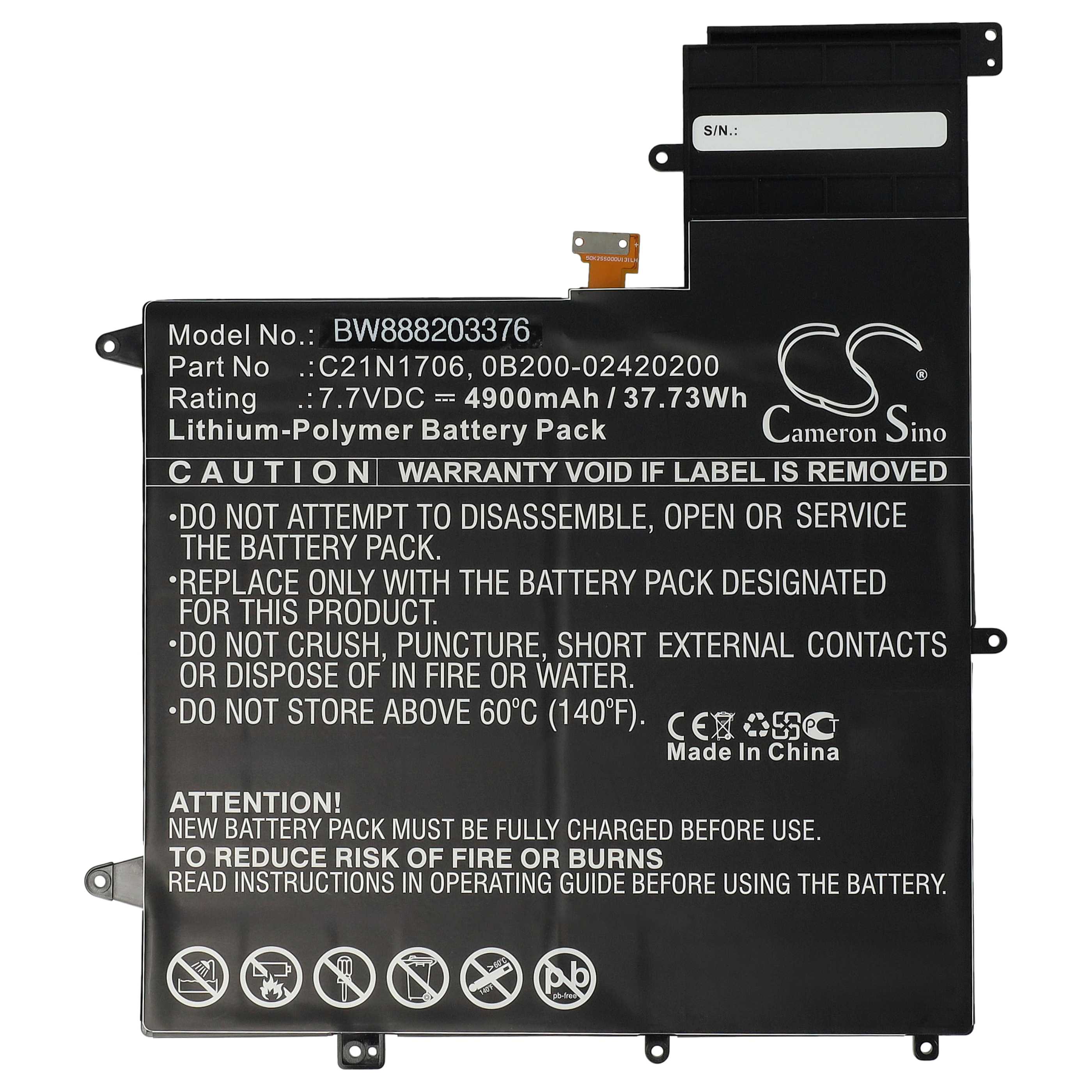 Akumulator do laptopa zamiennik Asus 0B200-02420200, C21N1706 - 4900 mAh 7,7 V LiPo