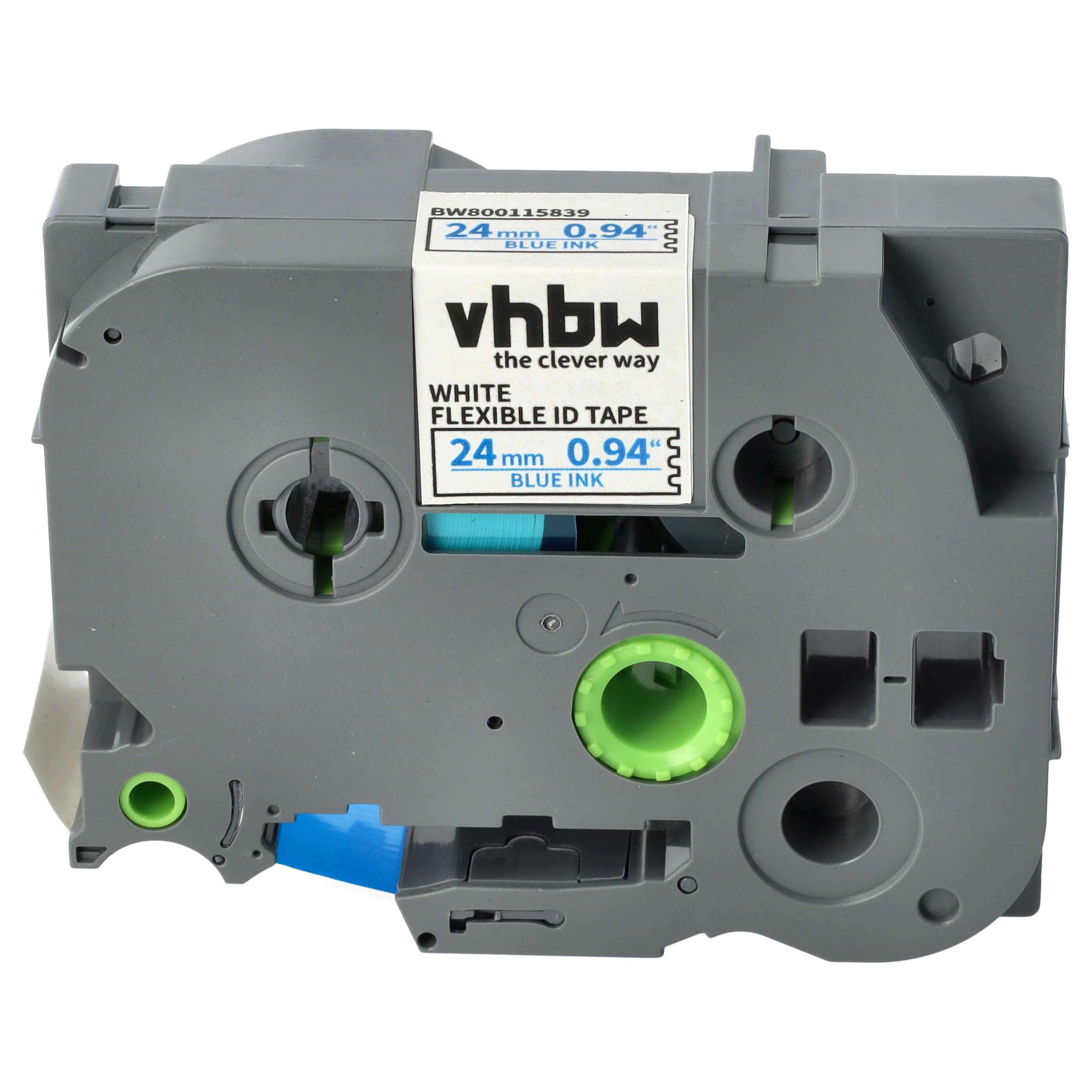 Label Tape replaces Brother TZE-FX253 - 24 mm Blue to White, Flexible